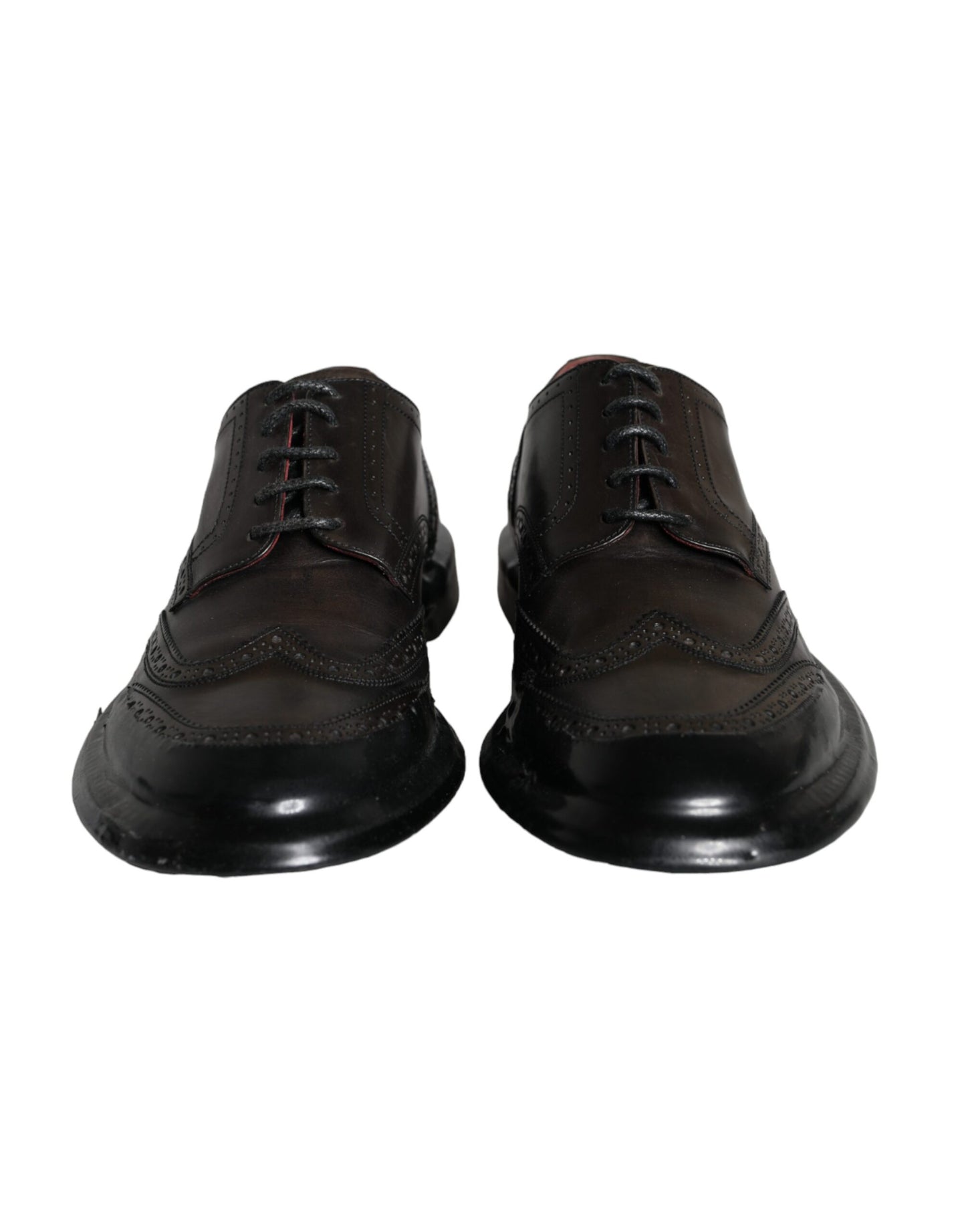 Dolce &amp; Gabbana Black Leather Oxford Wingtip Formal Men Shoes