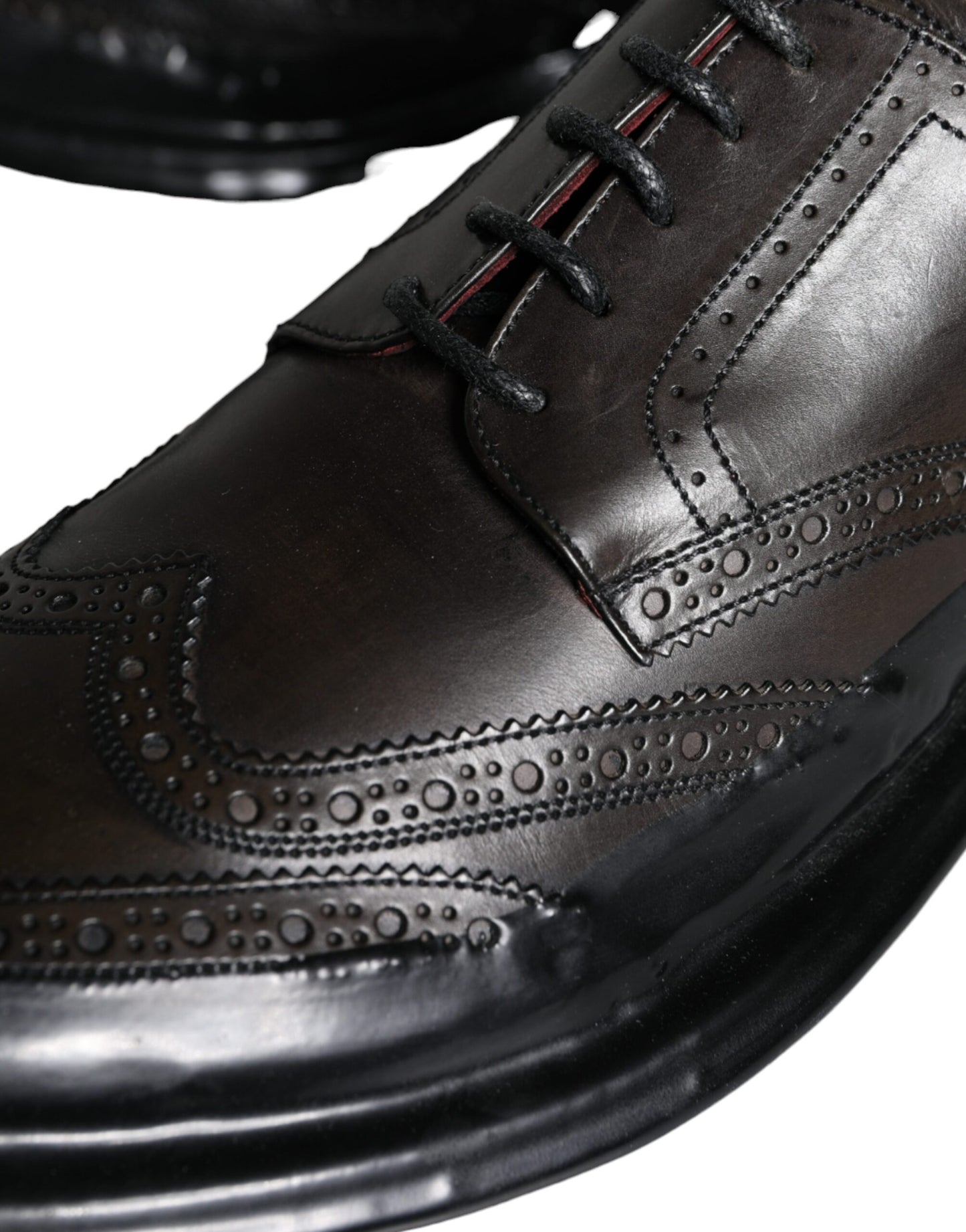 Dolce &amp; Gabbana Black Leather Oxford Wingtip Formal Men Shoes