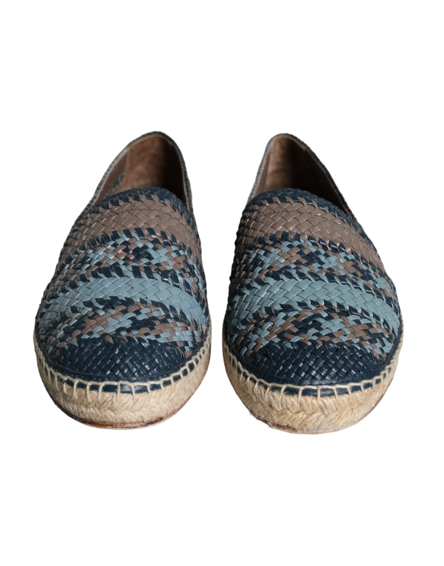 Dolce &amp; Gabbana Blue-Gray Woven Leather Espadrille Shoes by Buffalo