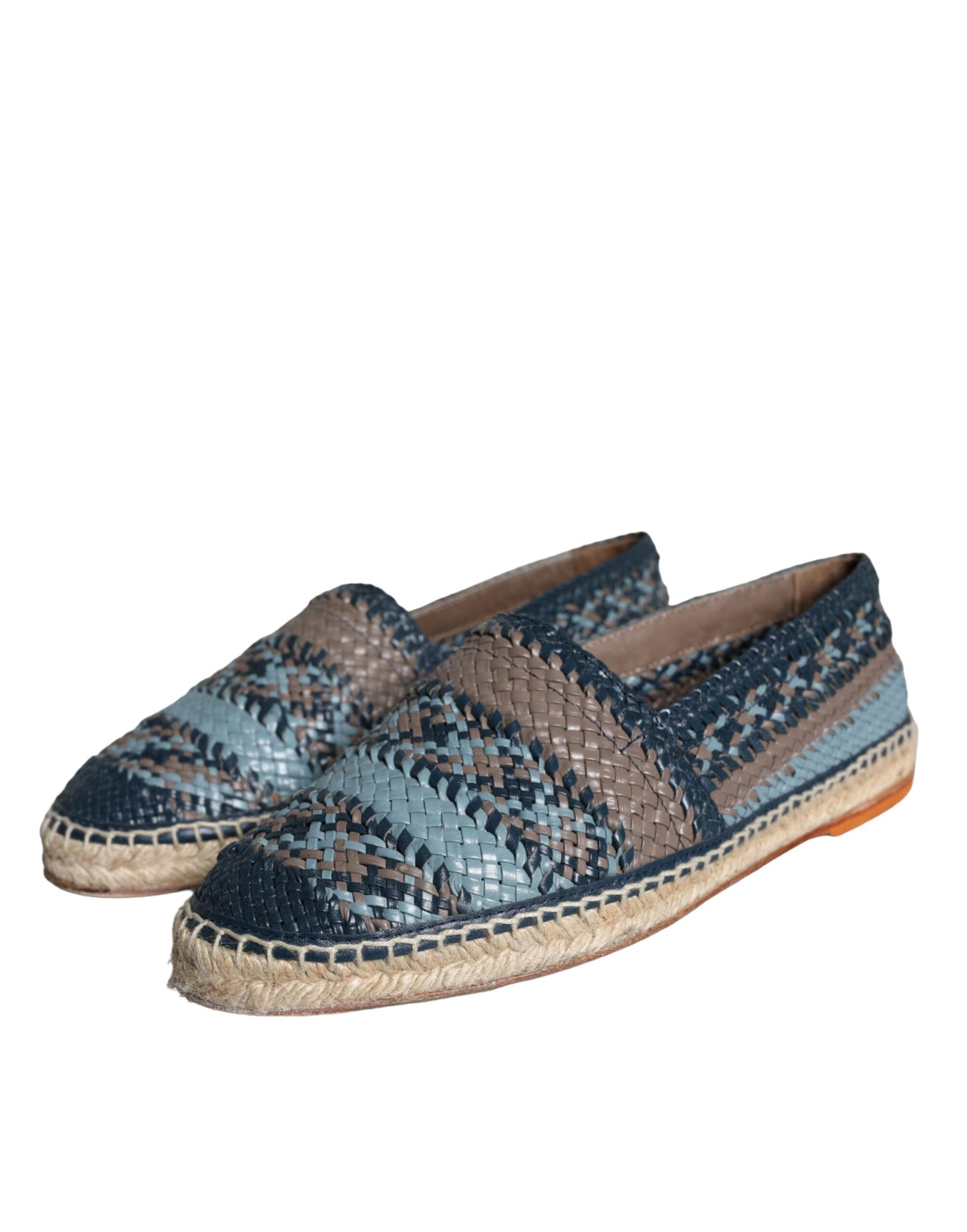 Dolce &amp; Gabbana Blue-Gray Woven Leather Espadrille Shoes by Buffalo