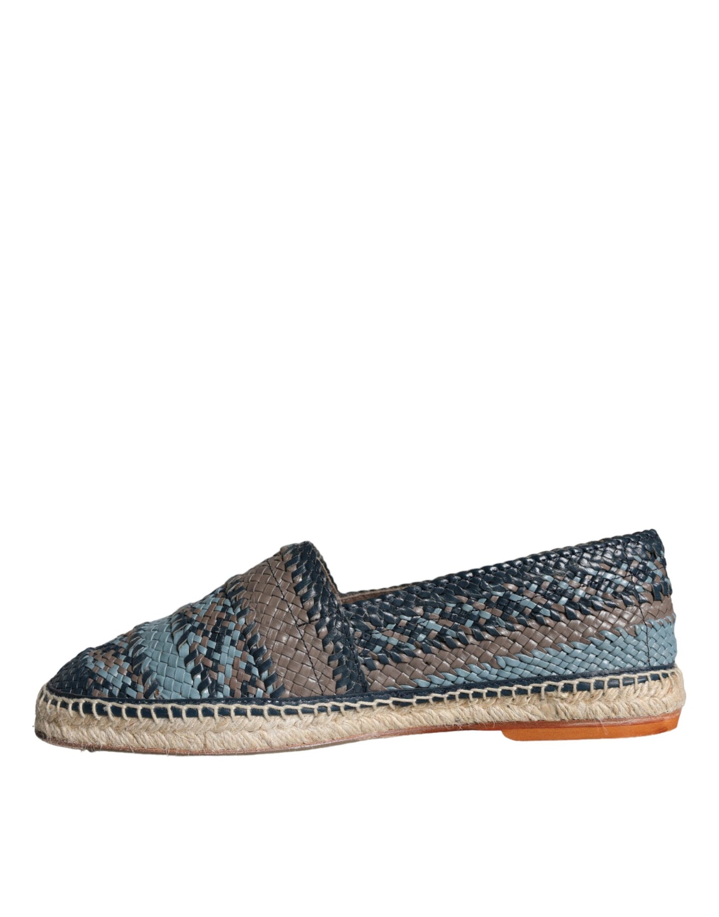 Dolce &amp; Gabbana Blue-Gray Woven Leather Espadrille Shoes by Buffalo