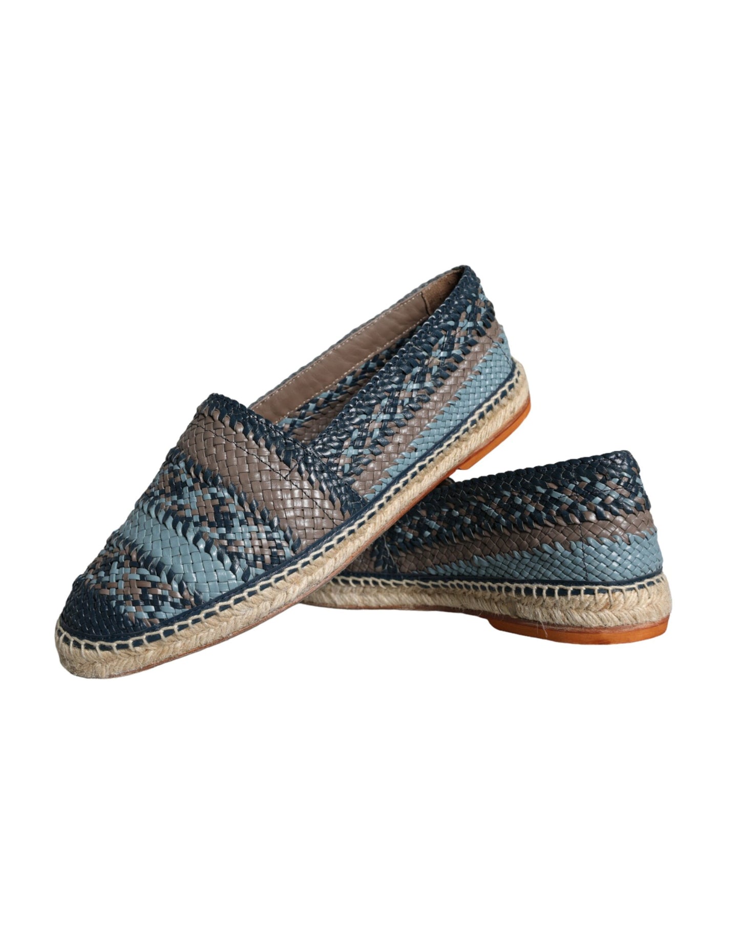 Dolce &amp; Gabbana Blue-Gray Woven Leather Espadrille Shoes by Buffalo