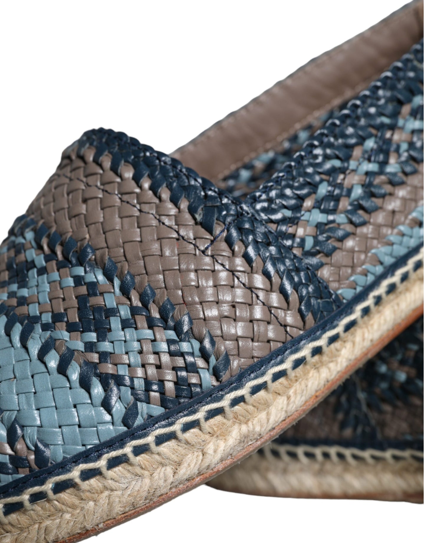 Dolce &amp; Gabbana Blue-Gray Woven Leather Espadrille Shoes by Buffalo