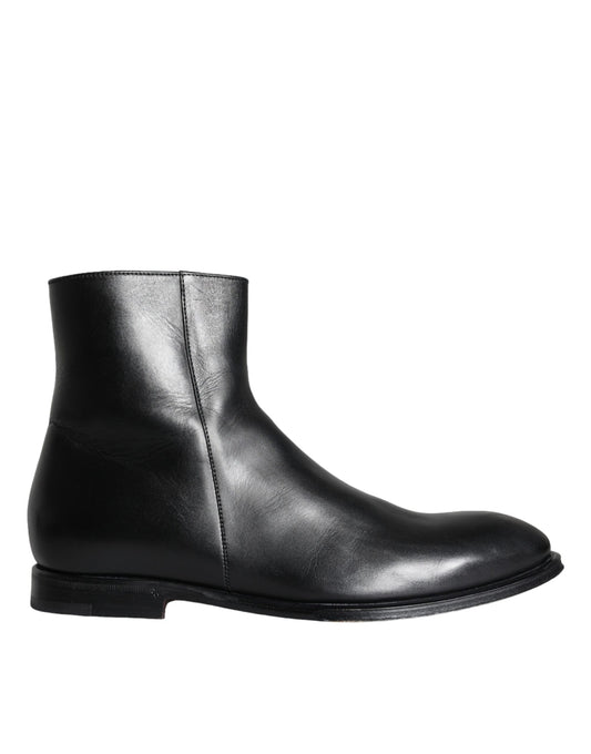 Dolce &amp; Gabbana Black Calfskin Men's Boots Men's Shoes