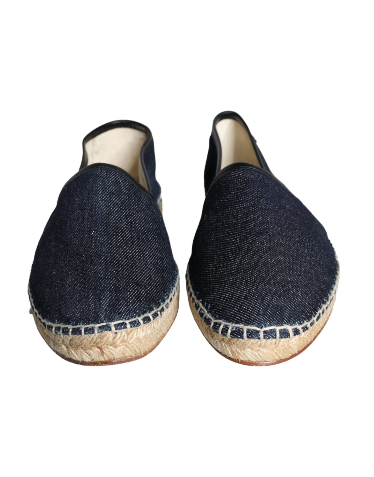 Dolce &amp; Gabbana Blue Denim Cotton Leather Espadrilles Shoes