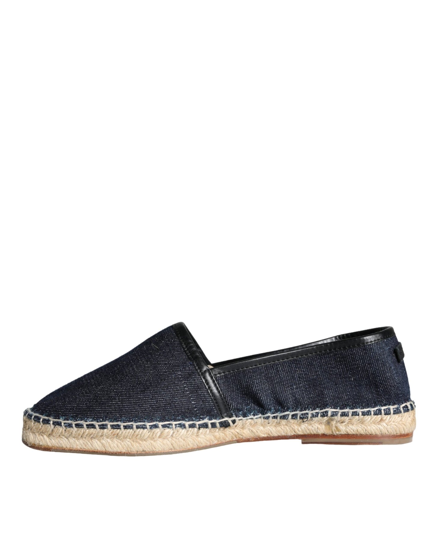 Dolce &amp; Gabbana Blue Denim Cotton Leather Espadrilles Shoes