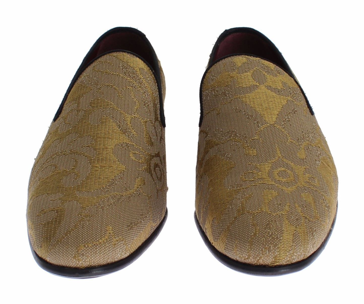 Dolce &amp; Gabbana Golden Baroque Silk Dress Loafers