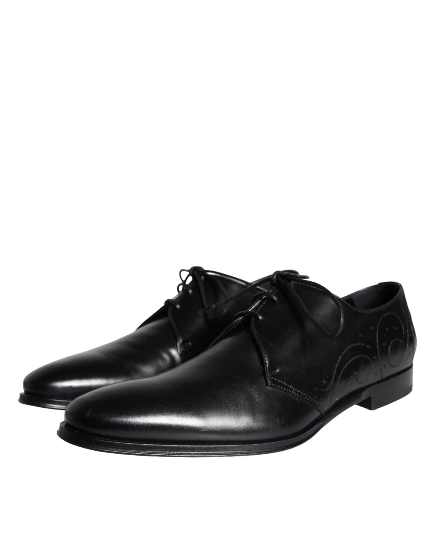 Dolce &amp; Gabbana Black Calfskin Derby Men's Dress Shoes