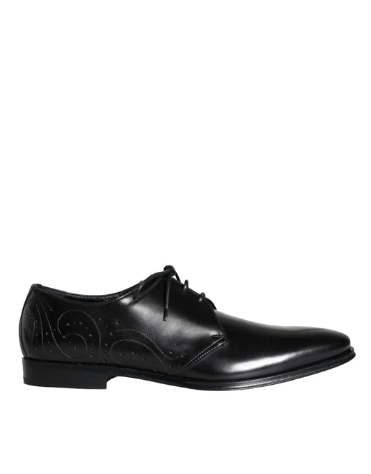 Dolce &amp; Gabbana Black Calfskin Derby Men's Dress Shoes