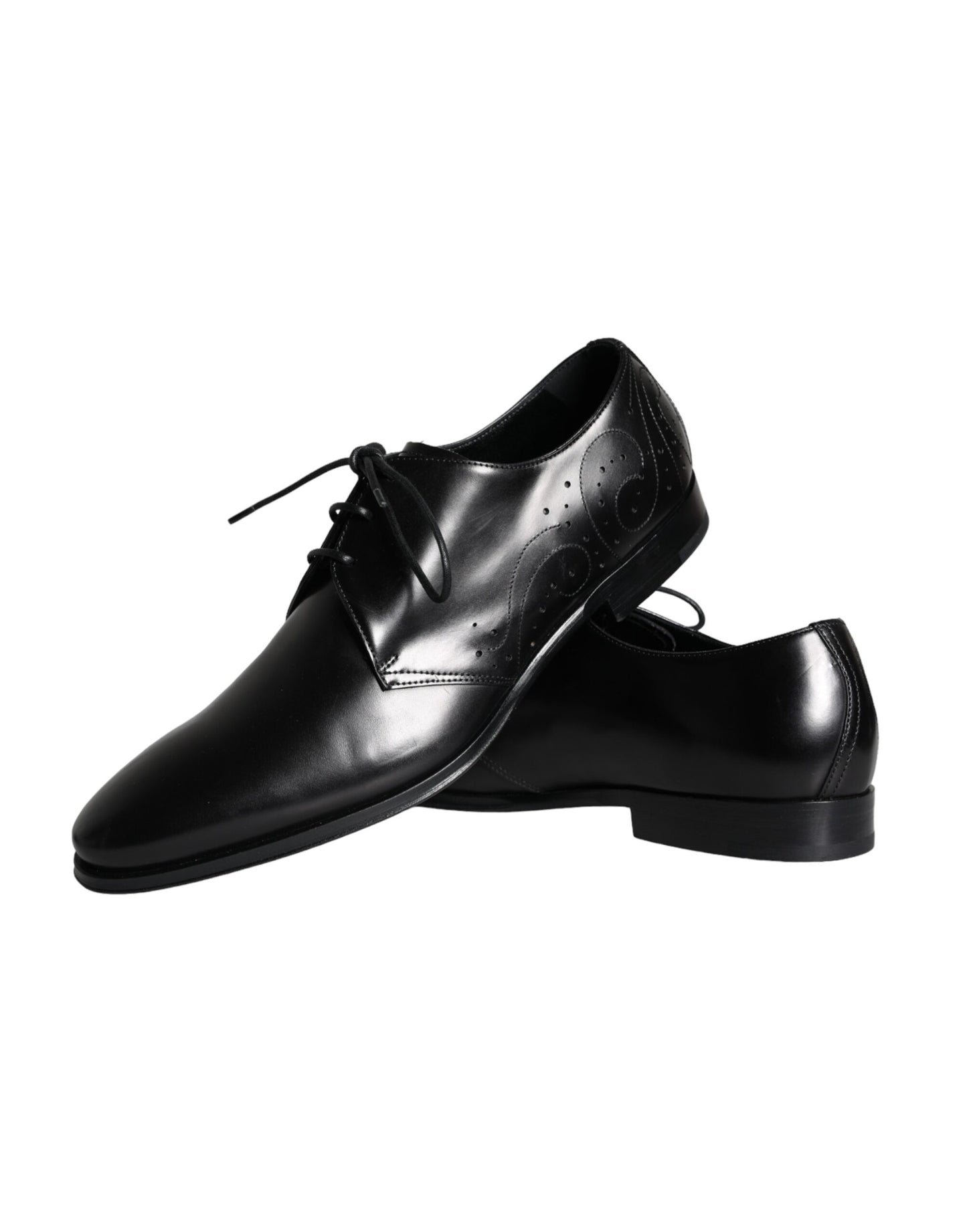 Dolce &amp; Gabbana Black Calfskin Derby Men's Dress Shoes