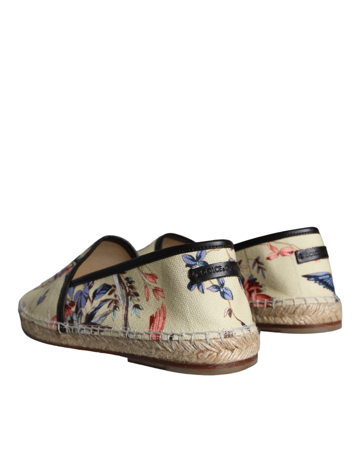 Dolce & Gabbana Beige Floral Canvas Espadrilles Slip On Schuhe