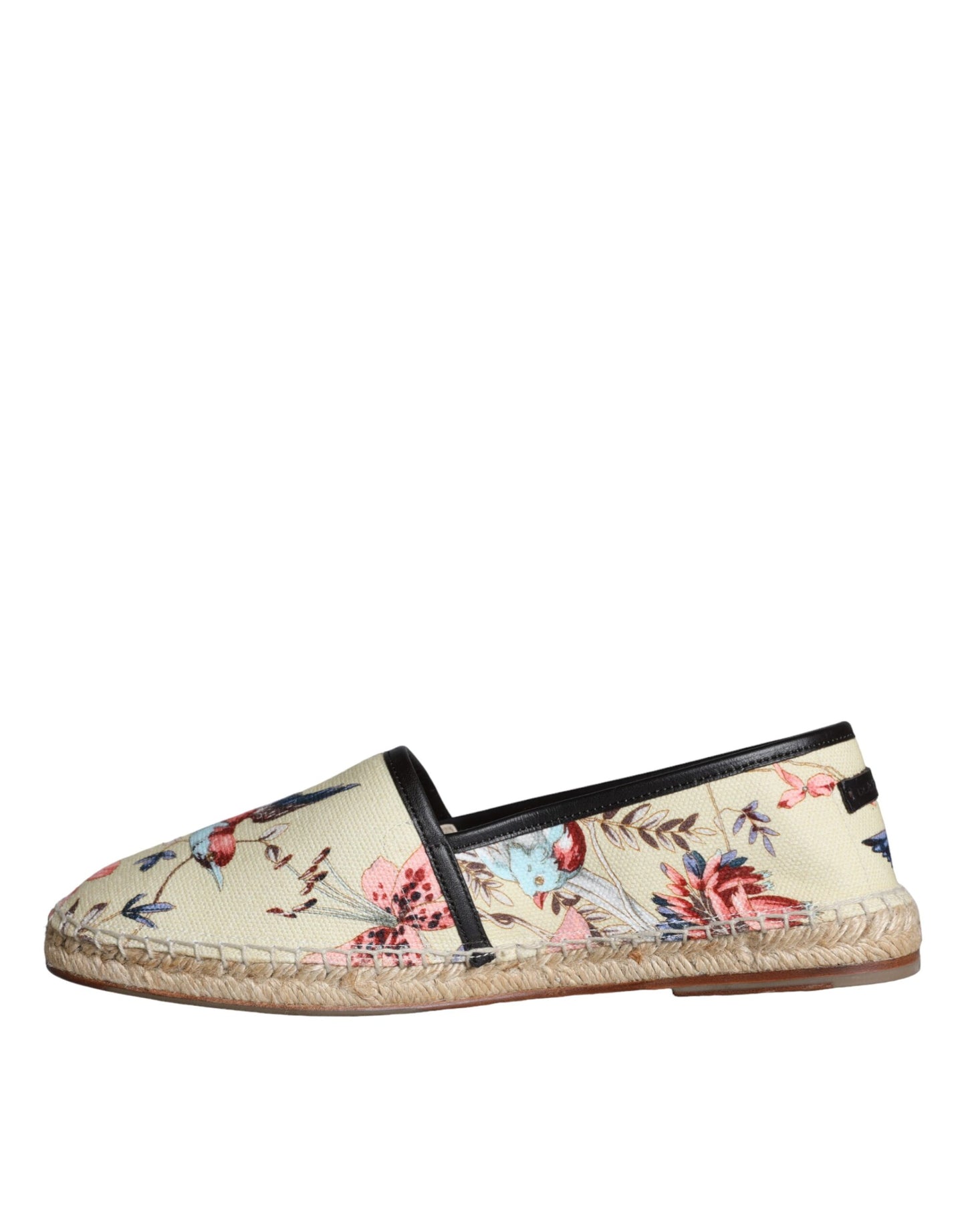 Dolce & Gabbana Beige Floral Canvas Espadrilles Slip On Schuhe