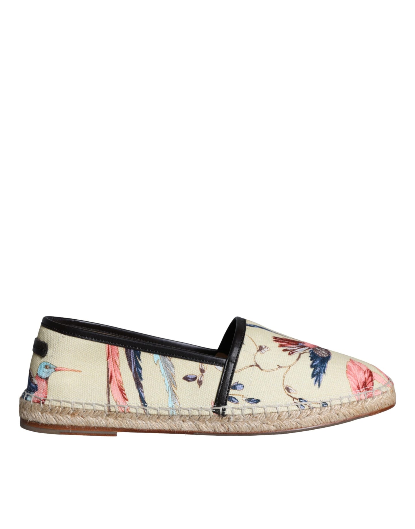 Dolce & Gabbana Beige Floral Canvas Espadrilles Slip On Schuhe