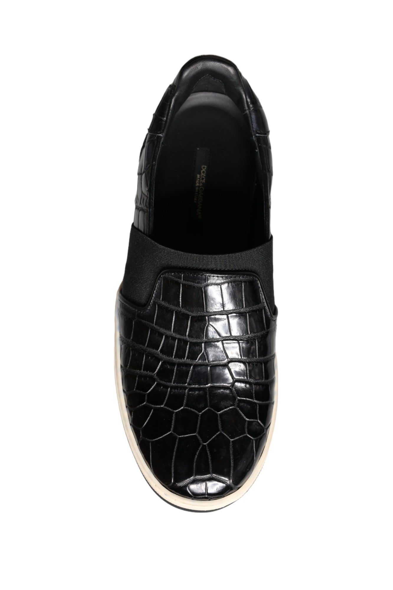 Dolce &amp; Gabbana Black Leather Loafers Slippers Casual Shoes