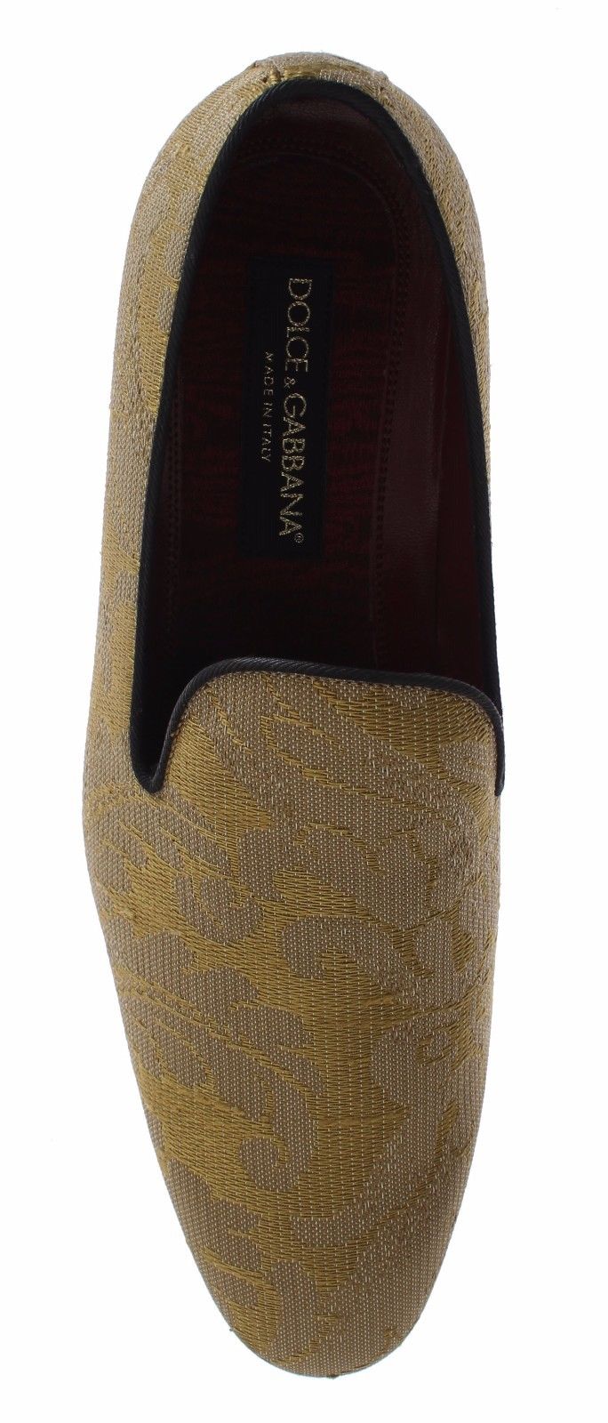 Dolce &amp; Gabbana Golden Baroque Silk Dress Loafers