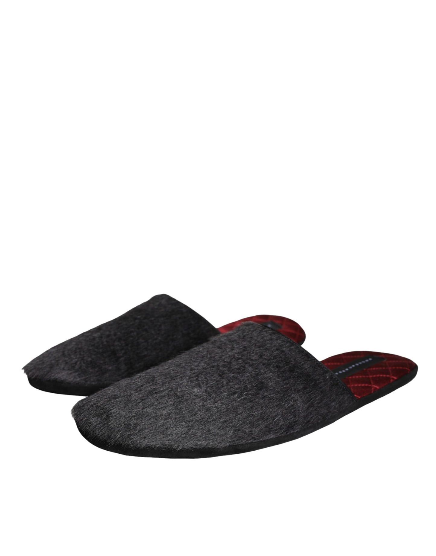 Dolce &amp; Gabbana Black Faux Fur Slippers Slip On Shoes