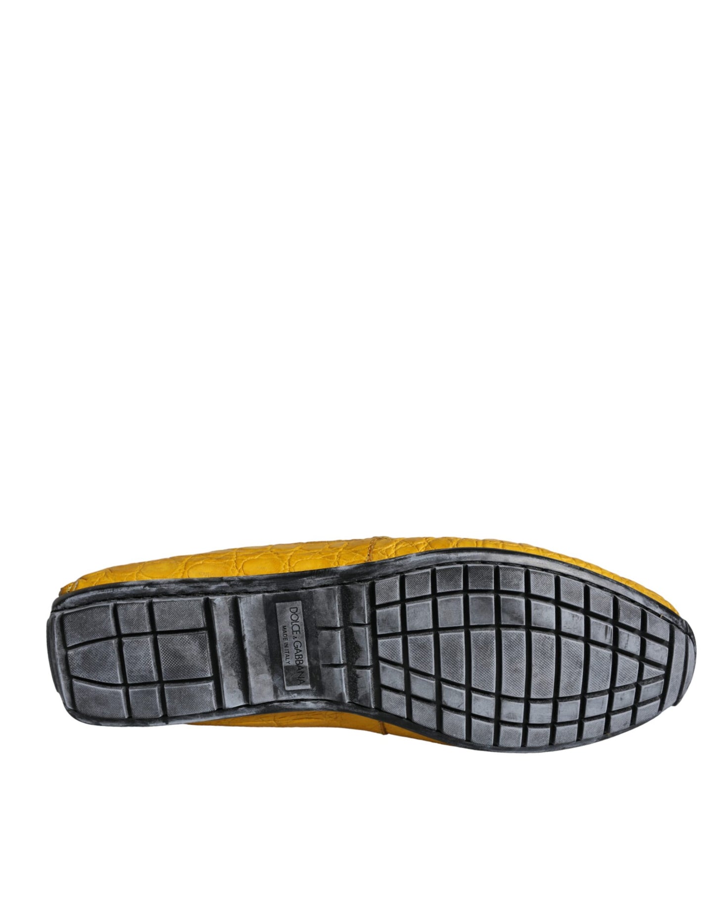 Dolce &amp; Gabbana Yellow Leather Slip Mocassin Loafers Shoes