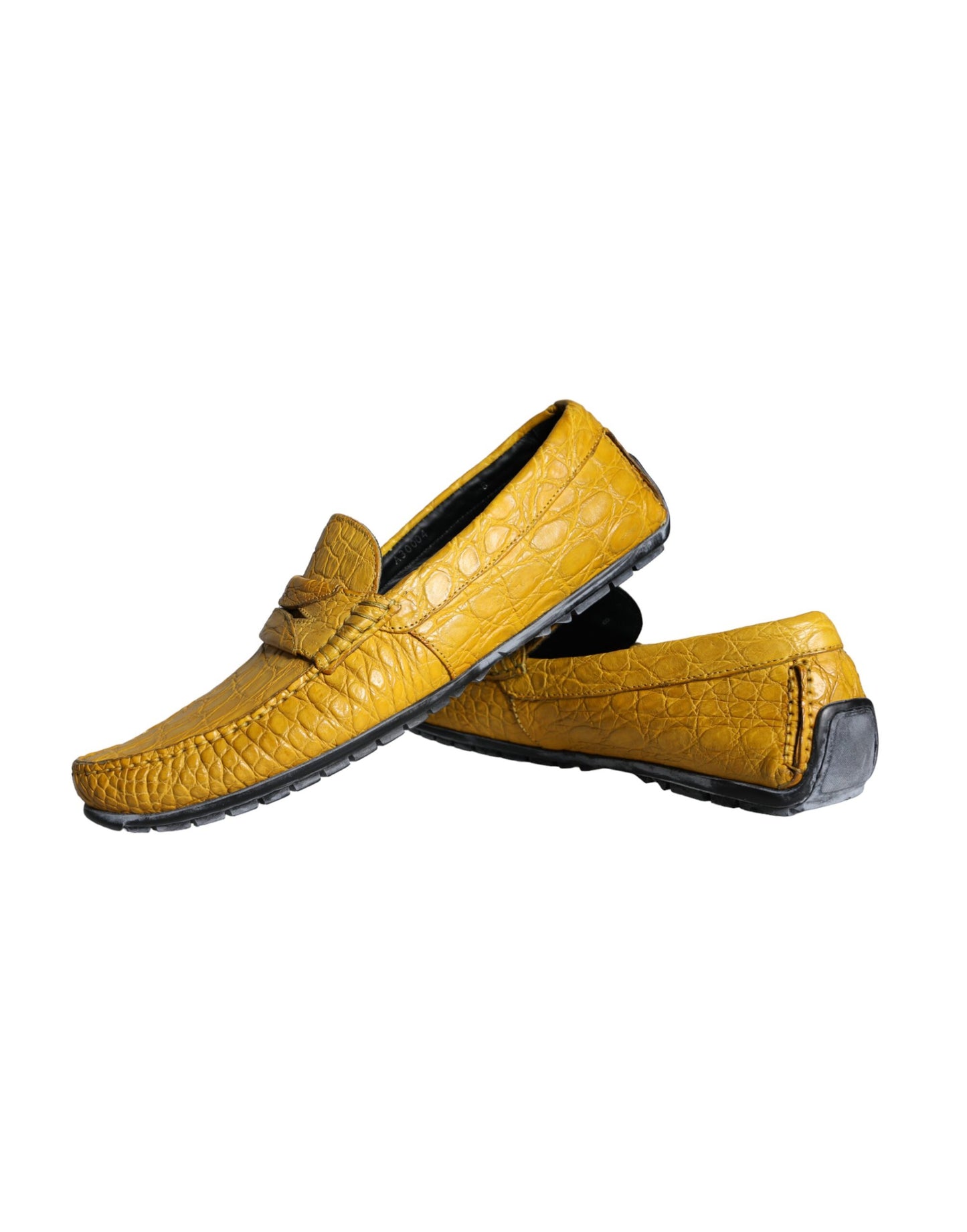 Dolce &amp; Gabbana Yellow Leather Slip Mocassin Loafers Shoes