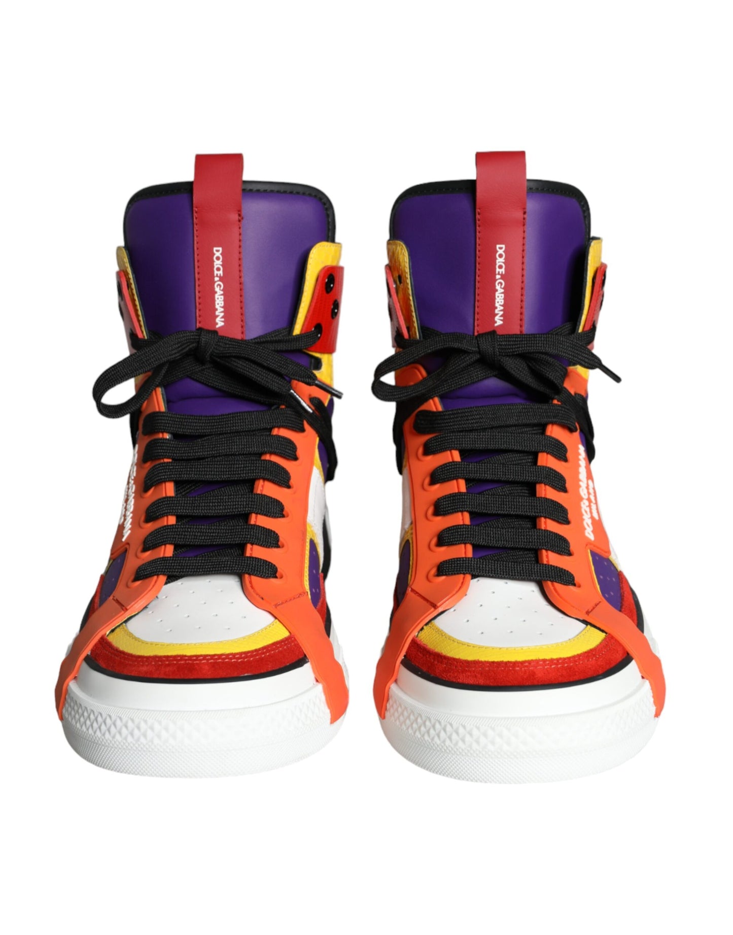 Dolce &amp; Gabbana Multicolor Leather High Top Sneakers Shoes