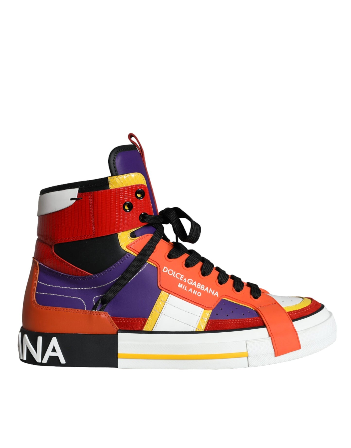 Dolce &amp; Gabbana Multicolor Leather High Top Sneakers Shoes