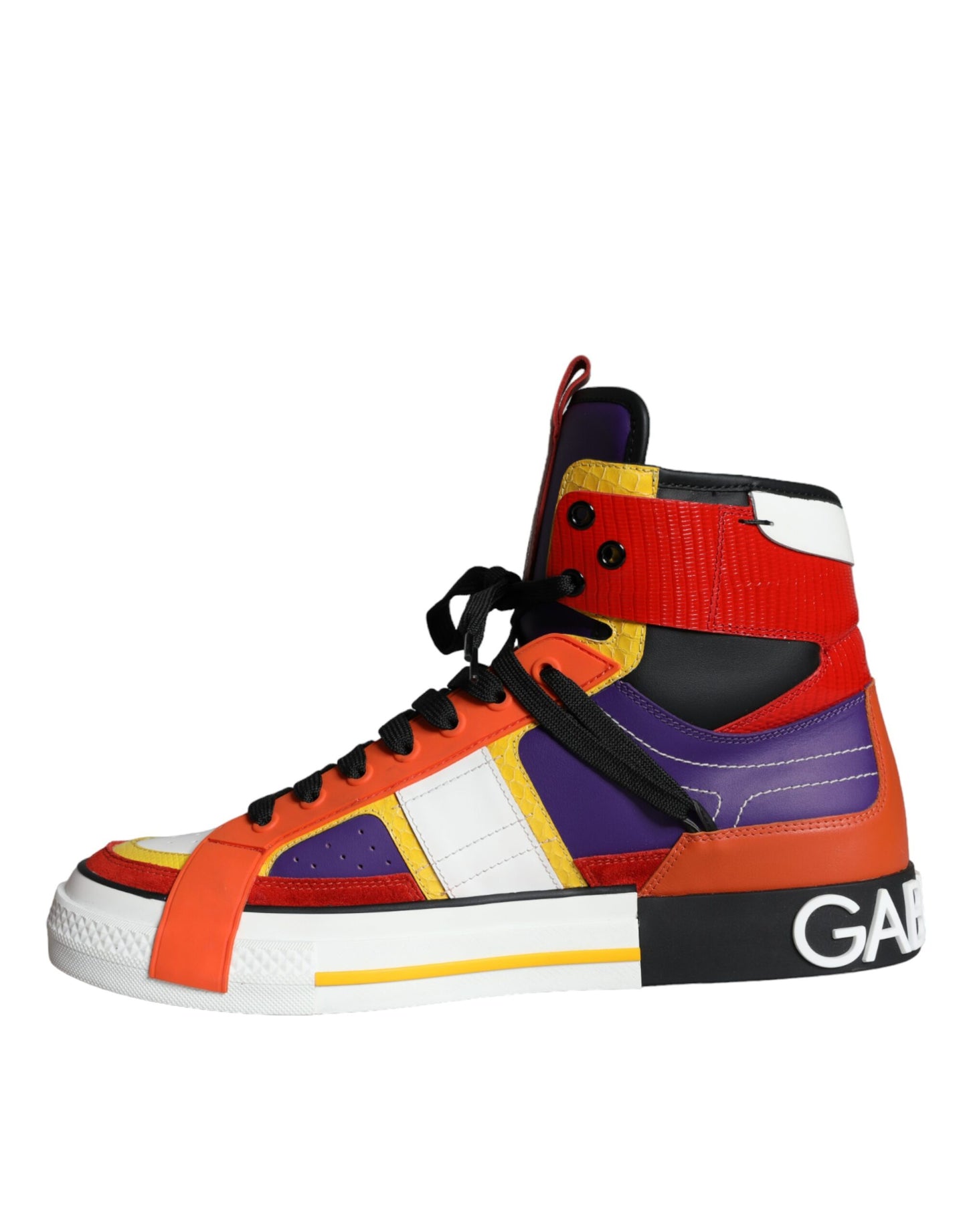 Dolce &amp; Gabbana Multicolor Leather High Top Sneakers Shoes