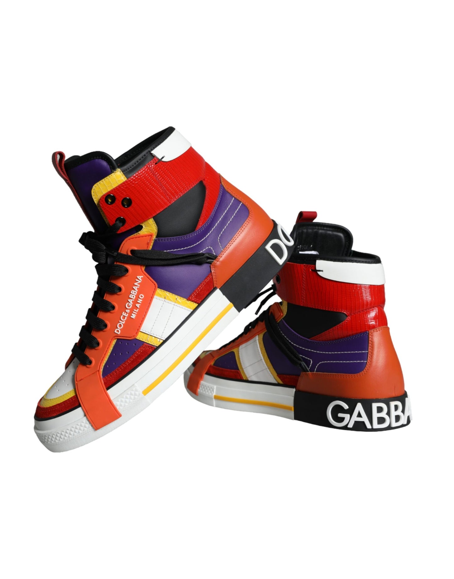 Dolce &amp; Gabbana Multicolor Leather High Top Sneakers Shoes