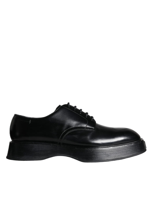 Dolce &amp; Gabbana Black Calfskin Derby Shoes for Formal Occasions