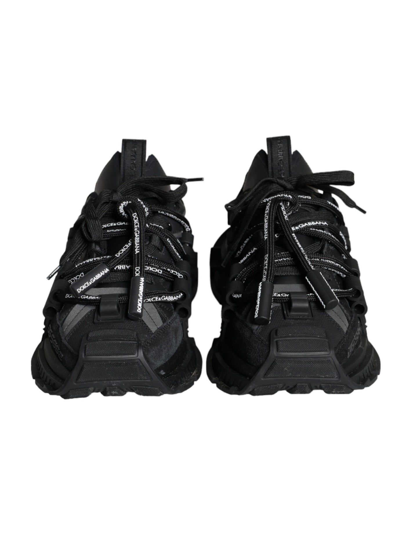 Dolce &amp; Gabbana Black Low Top Space Lace Up Sneakers Shoes