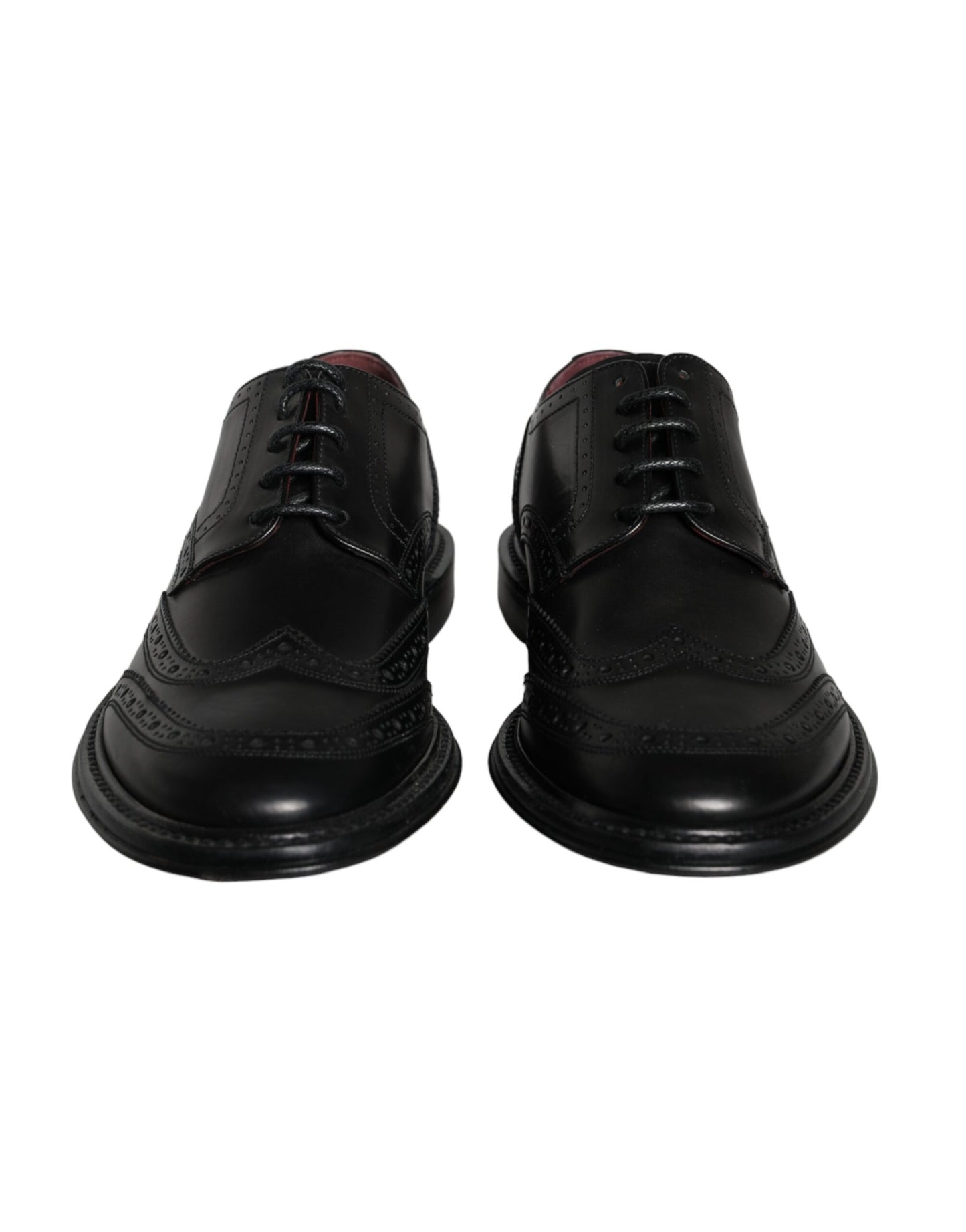 Dolce &amp; Gabbana Black Leather Oxford Wingtip Formal Men Shoes