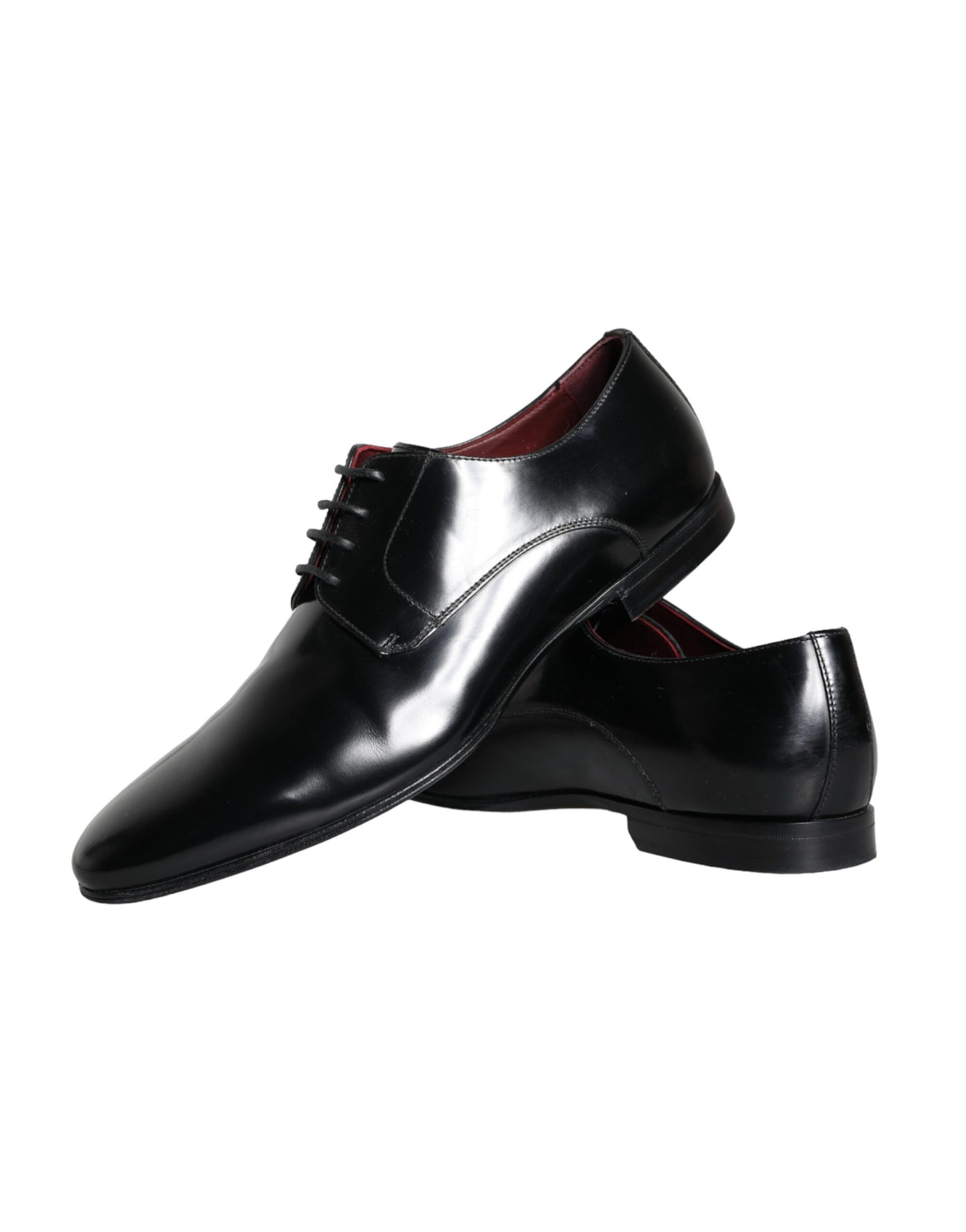 Dolce &amp; Gabbana Black Leather Derby Formal Dress Men Shoes