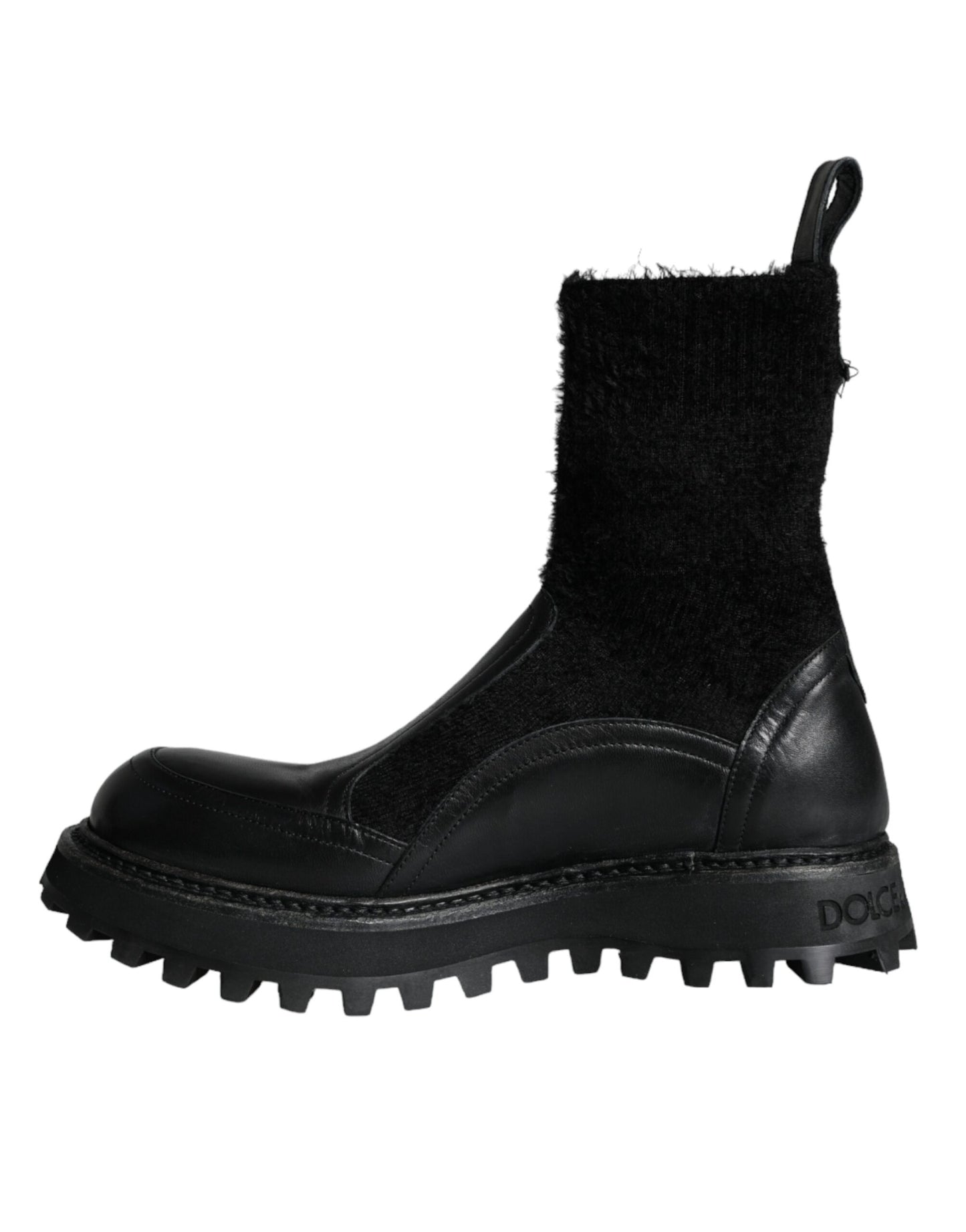 Dolce &amp; Gabbana Black DG Logo Horse Sock Ankle Boots Shoes