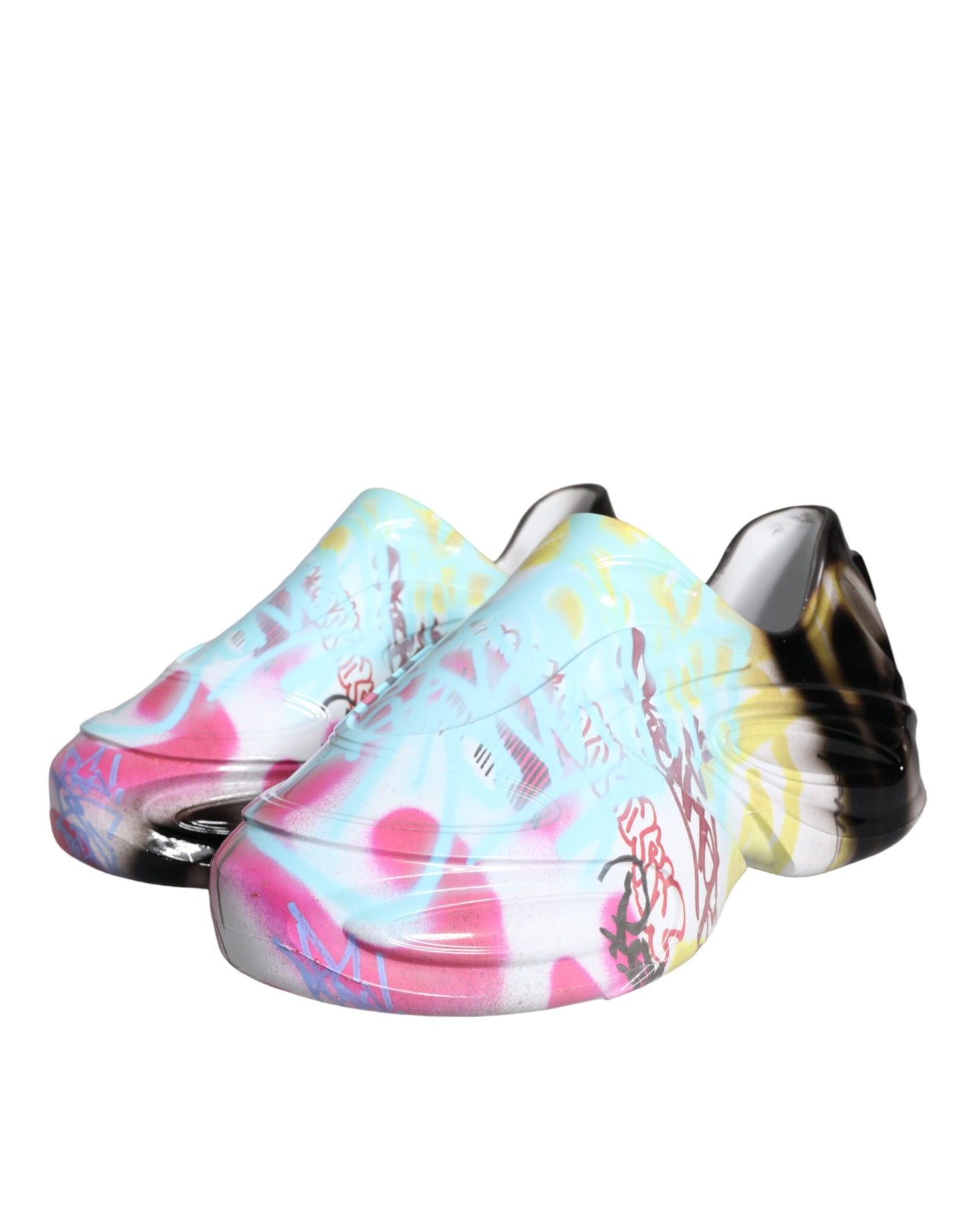 Dolce &amp; Gabbana Multicolor Graffiti Rubber Low Top Sneakers Shoes