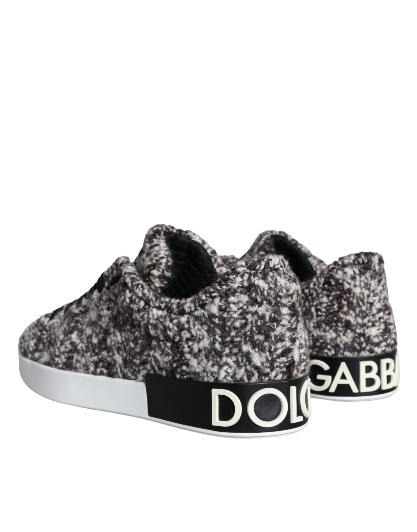 Dolce &amp; Gabbana Black White Wool Low Top Men Sneakers Shoes