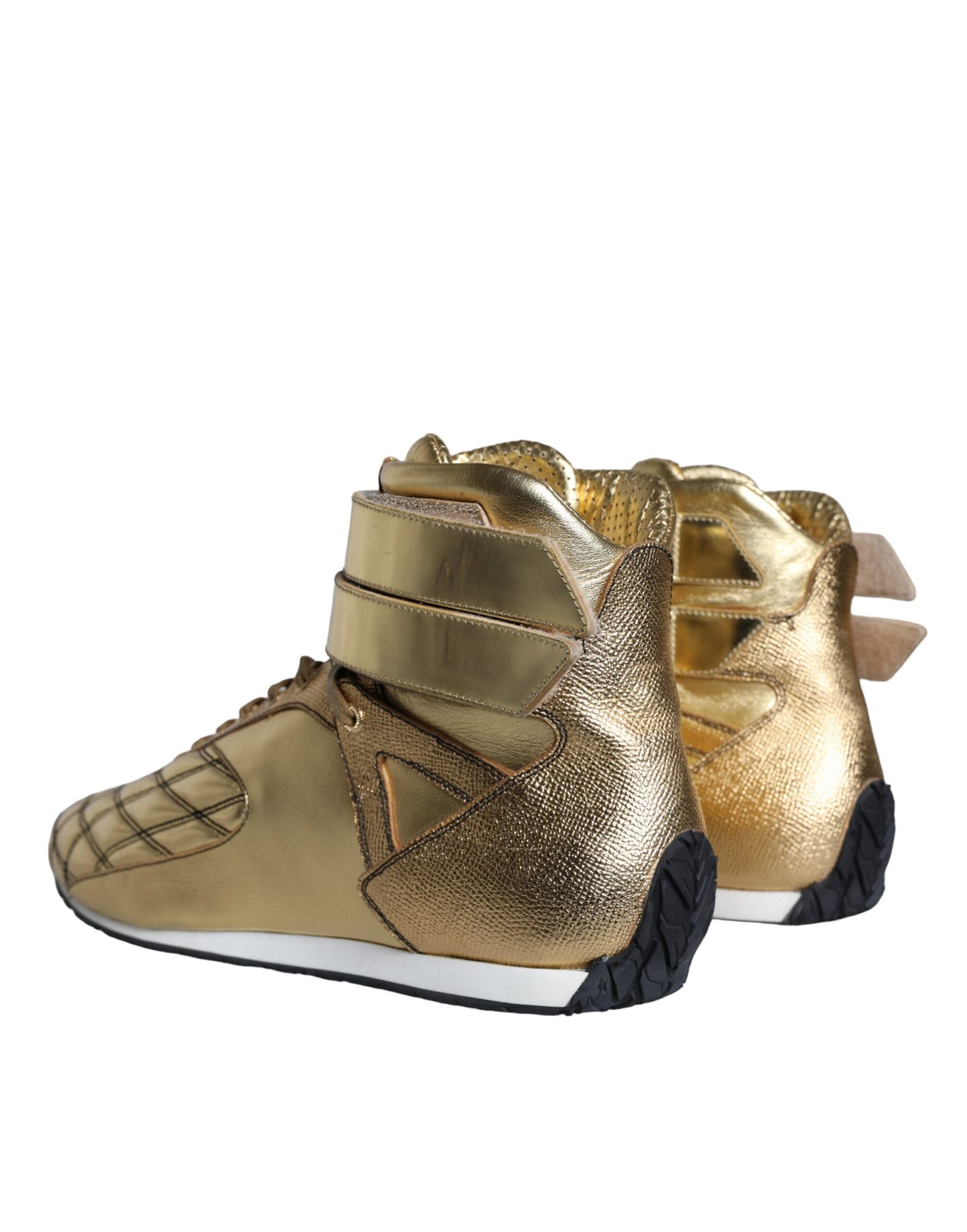 Dolce &amp; Gabbana Gold Leather Sartoria High Top Sneakers Shoes