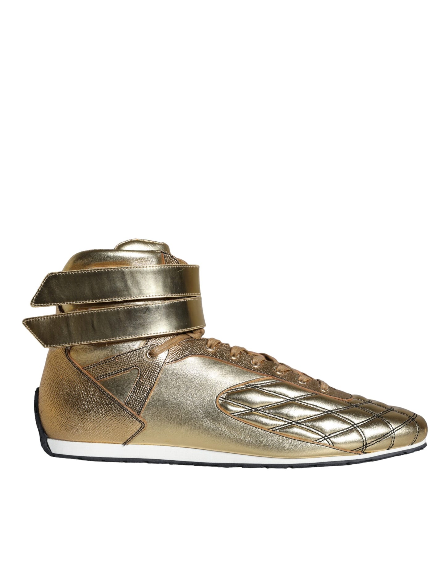 Dolce &amp; Gabbana Gold Leather Sartoria High Top Sneakers Shoes