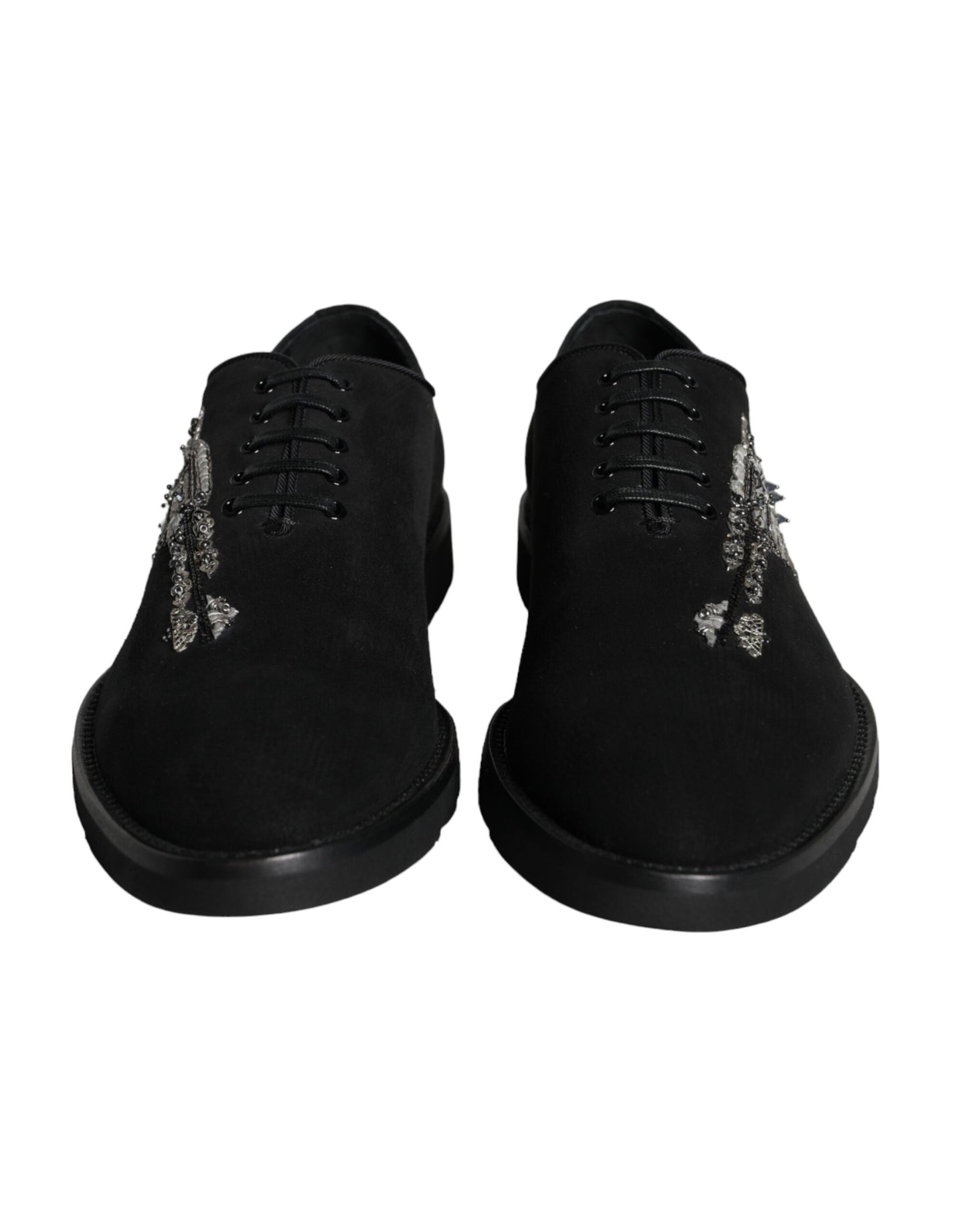 Dolce &amp; Gabbana Black Suede Sicilia Lace-Up Formal Shoes