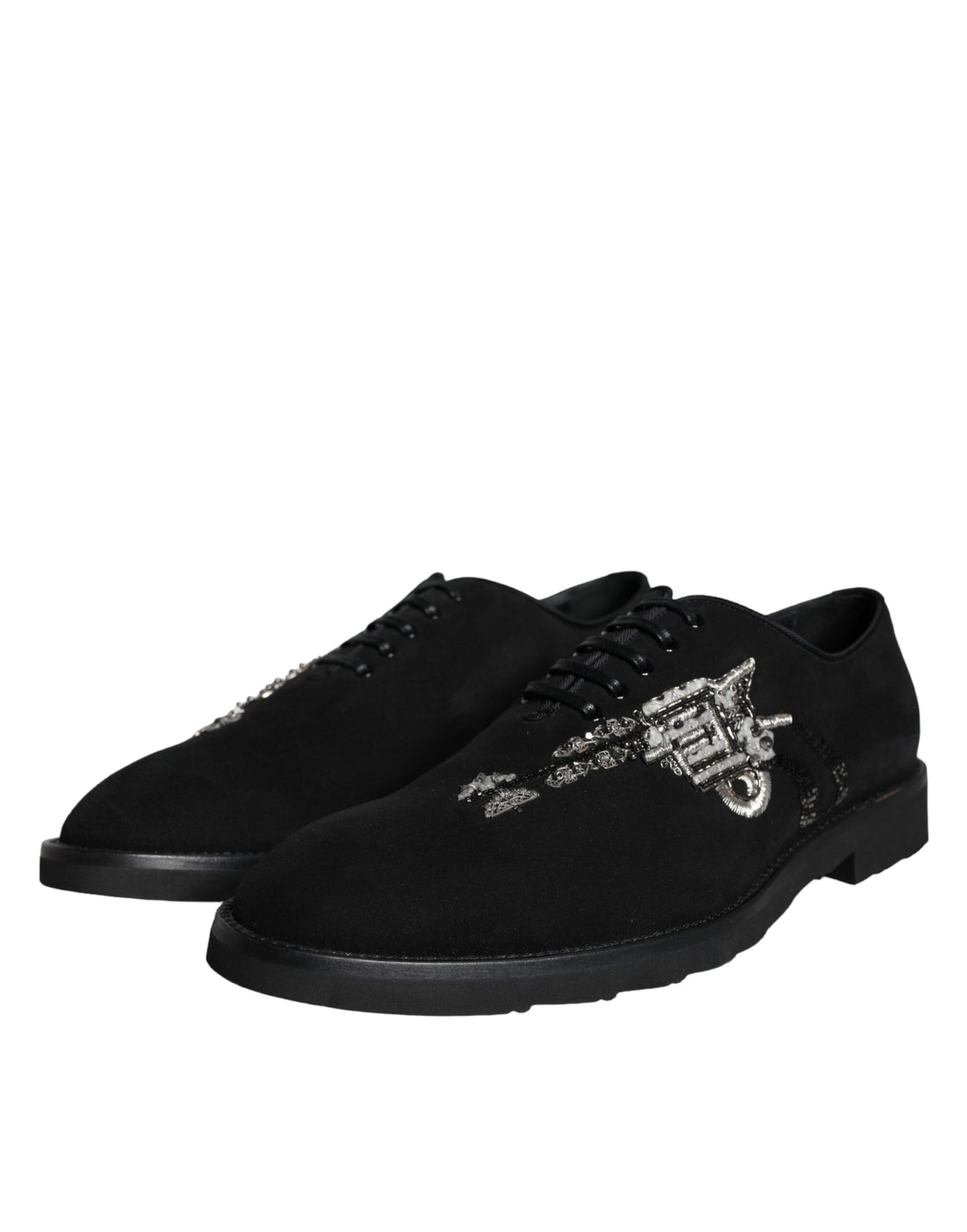 Dolce &amp; Gabbana Black Suede Sicilia Lace-Up Formal Shoes