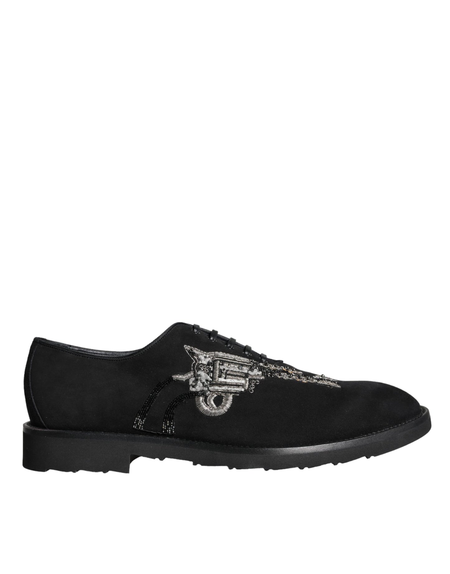 Dolce &amp; Gabbana Black Suede Sicilia Lace-Up Formal Shoes