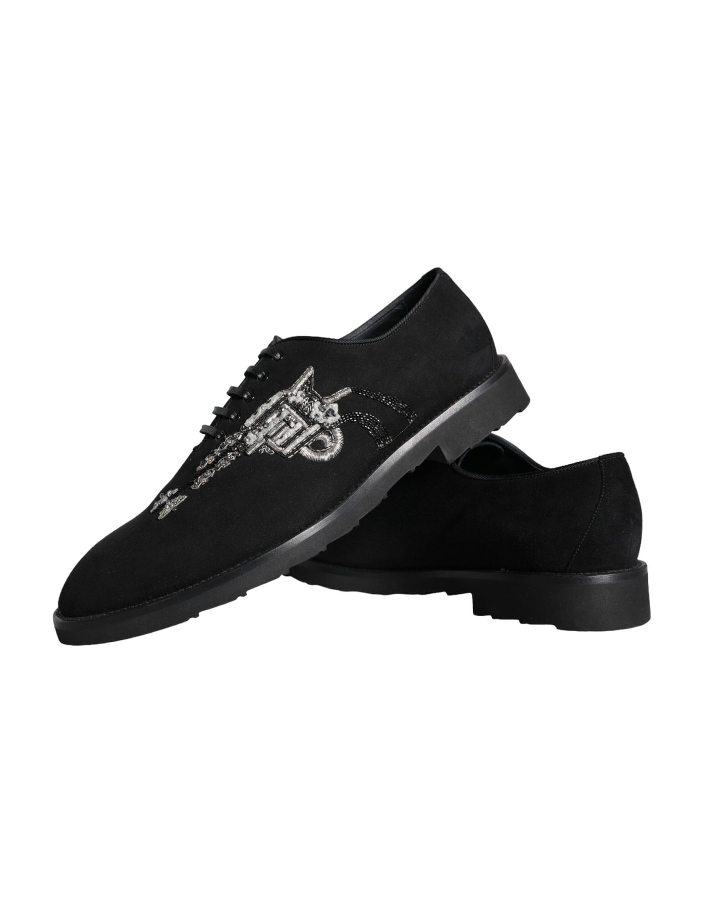 Dolce &amp; Gabbana Black Suede Sicilia Lace-Up Formal Shoes