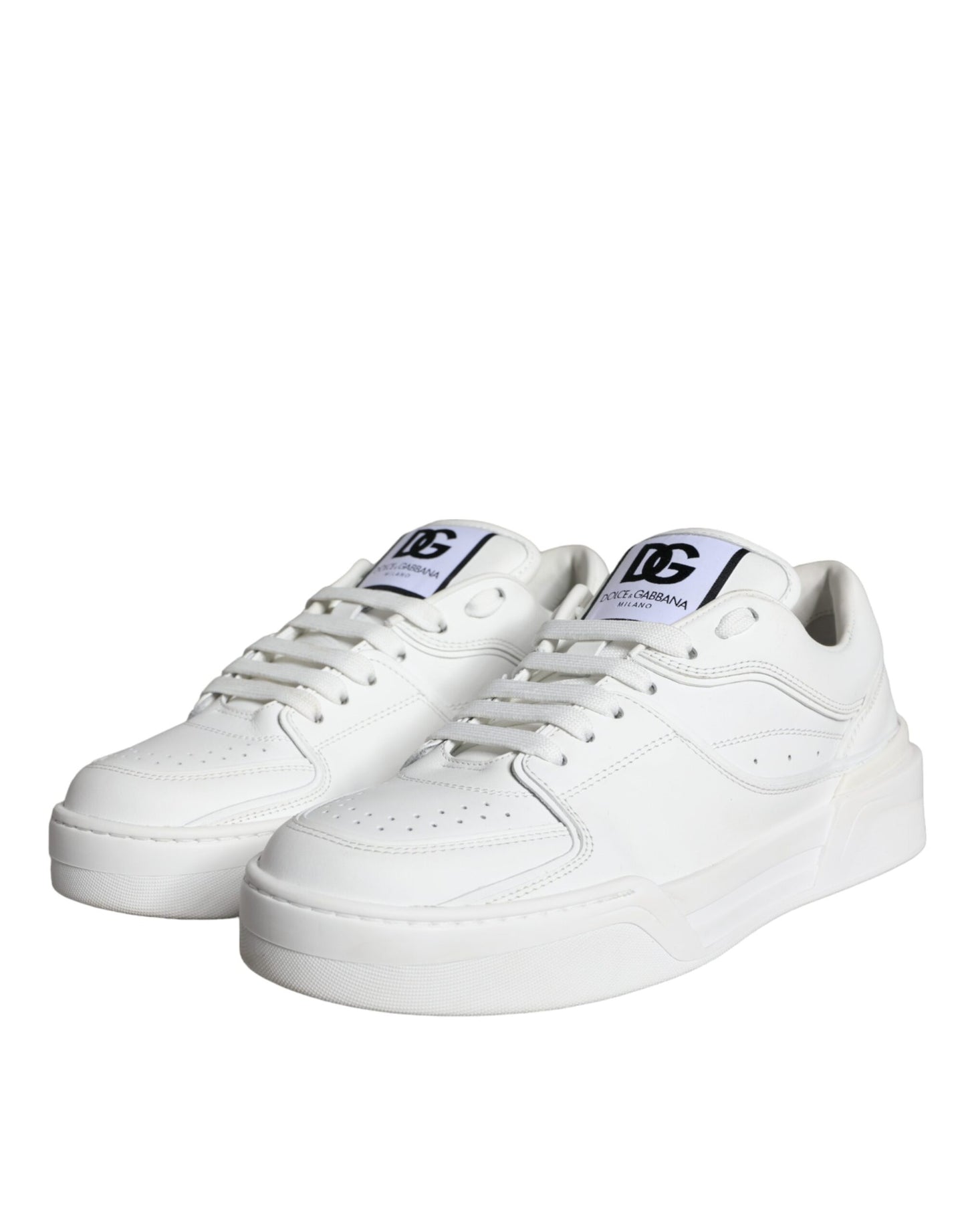 Dolce &amp; Gabbana White Miami Leather Low Top Sneakers Shoes