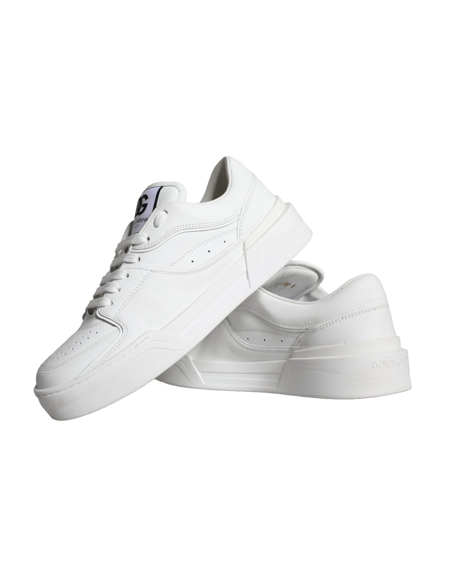 Dolce &amp; Gabbana White Miami Leather Low Top Sneakers Shoes