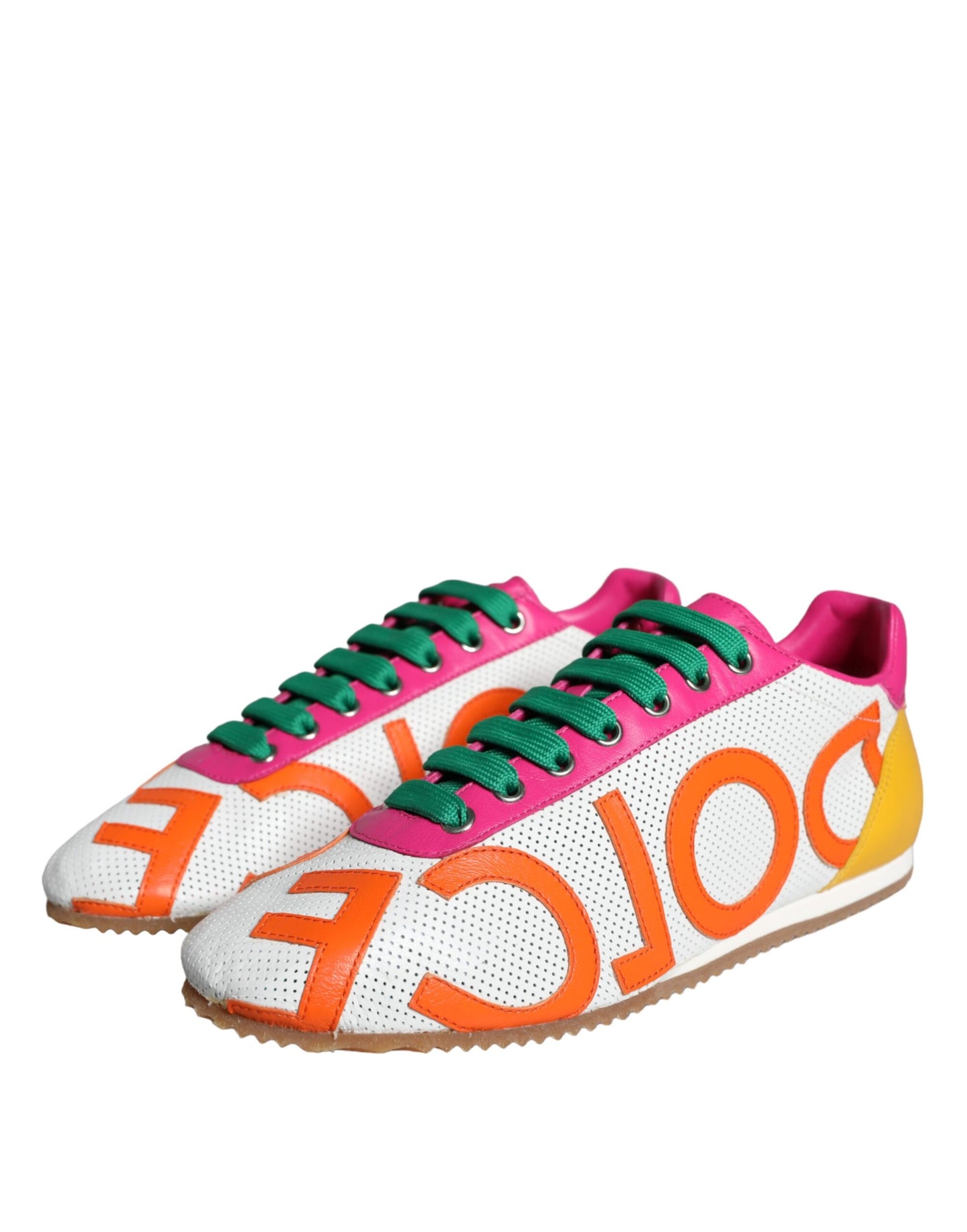 Dolce &amp; Gabbana Multicolor Leather Logo Casual Sneakers Shoes