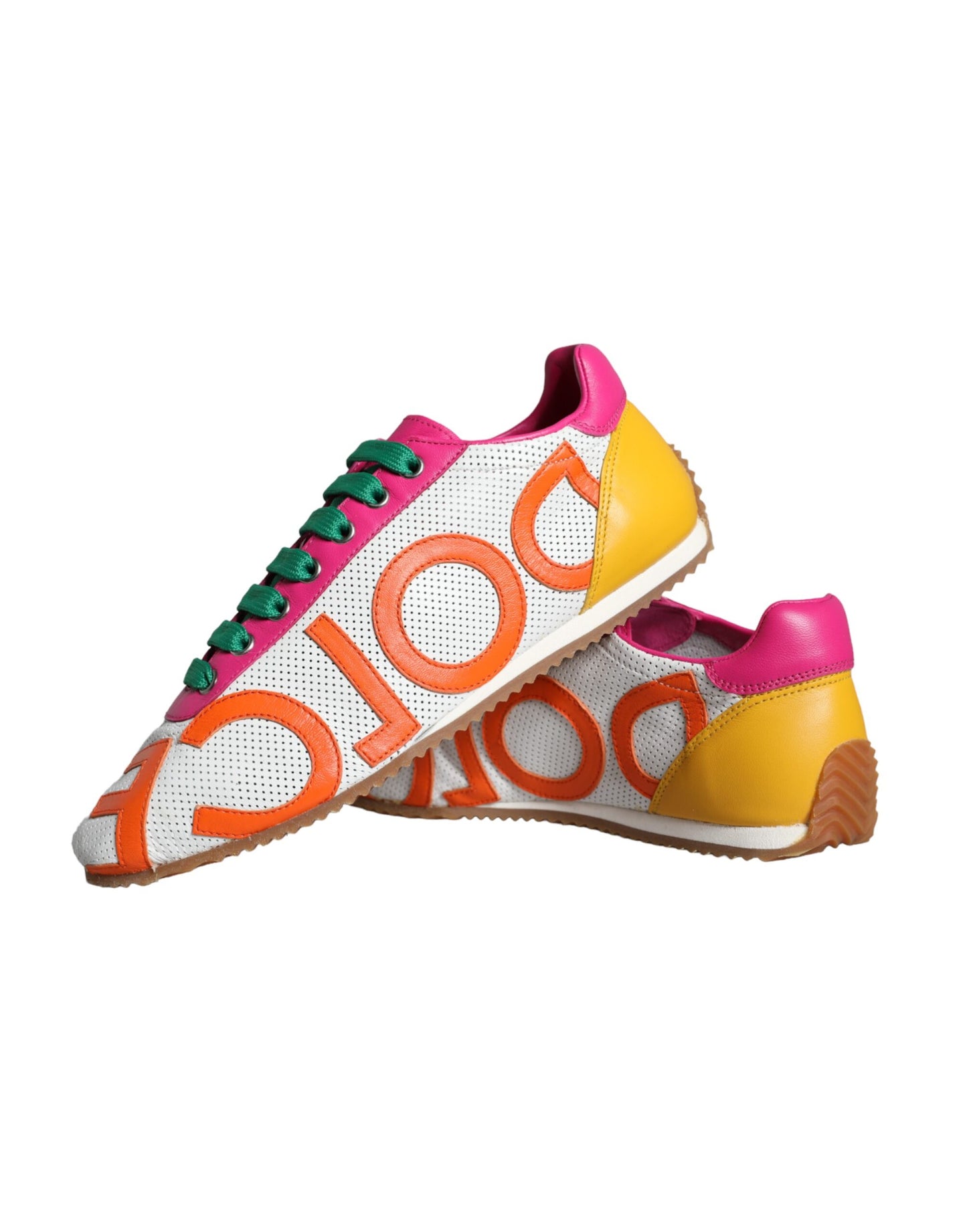 Dolce &amp; Gabbana Multicolor Leather Logo Casual Sneakers Shoes