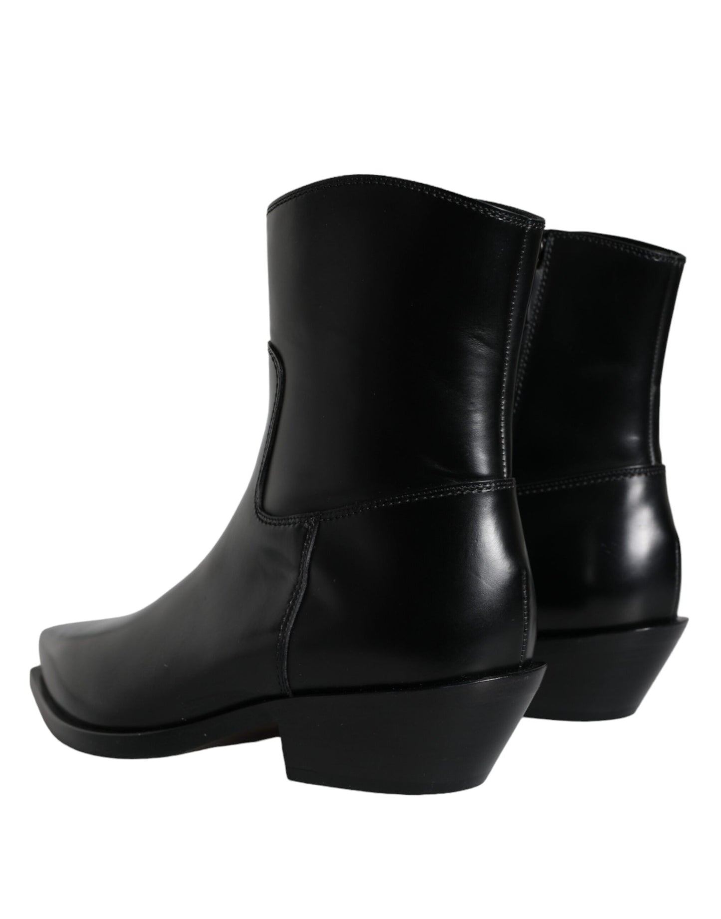 Dolce &amp; Gabbana Black Leather Ankle Boots Booties Shoes