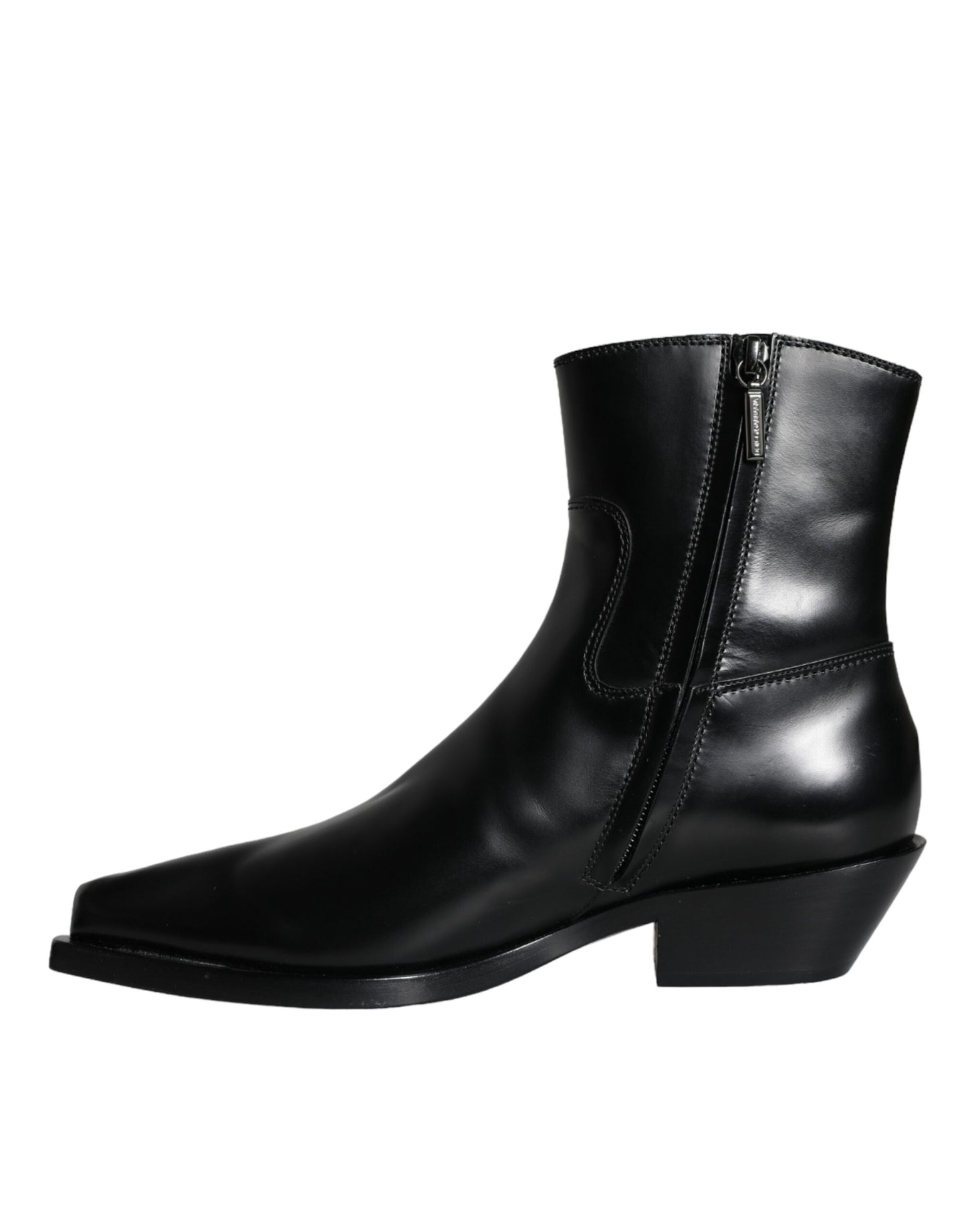 Dolce &amp; Gabbana Black Leather Ankle Boots Booties Shoes