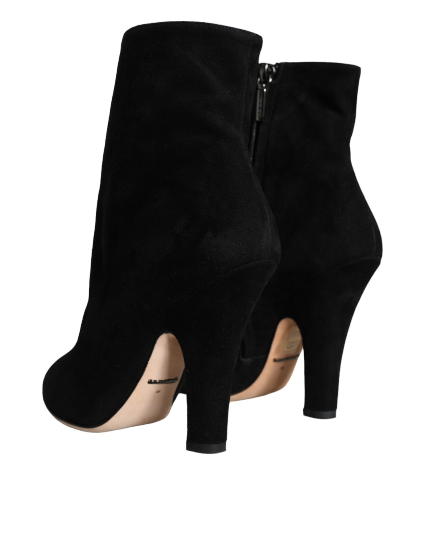 Dolce &amp; Gabbana Black Suede Mid Calf Boots Shoes