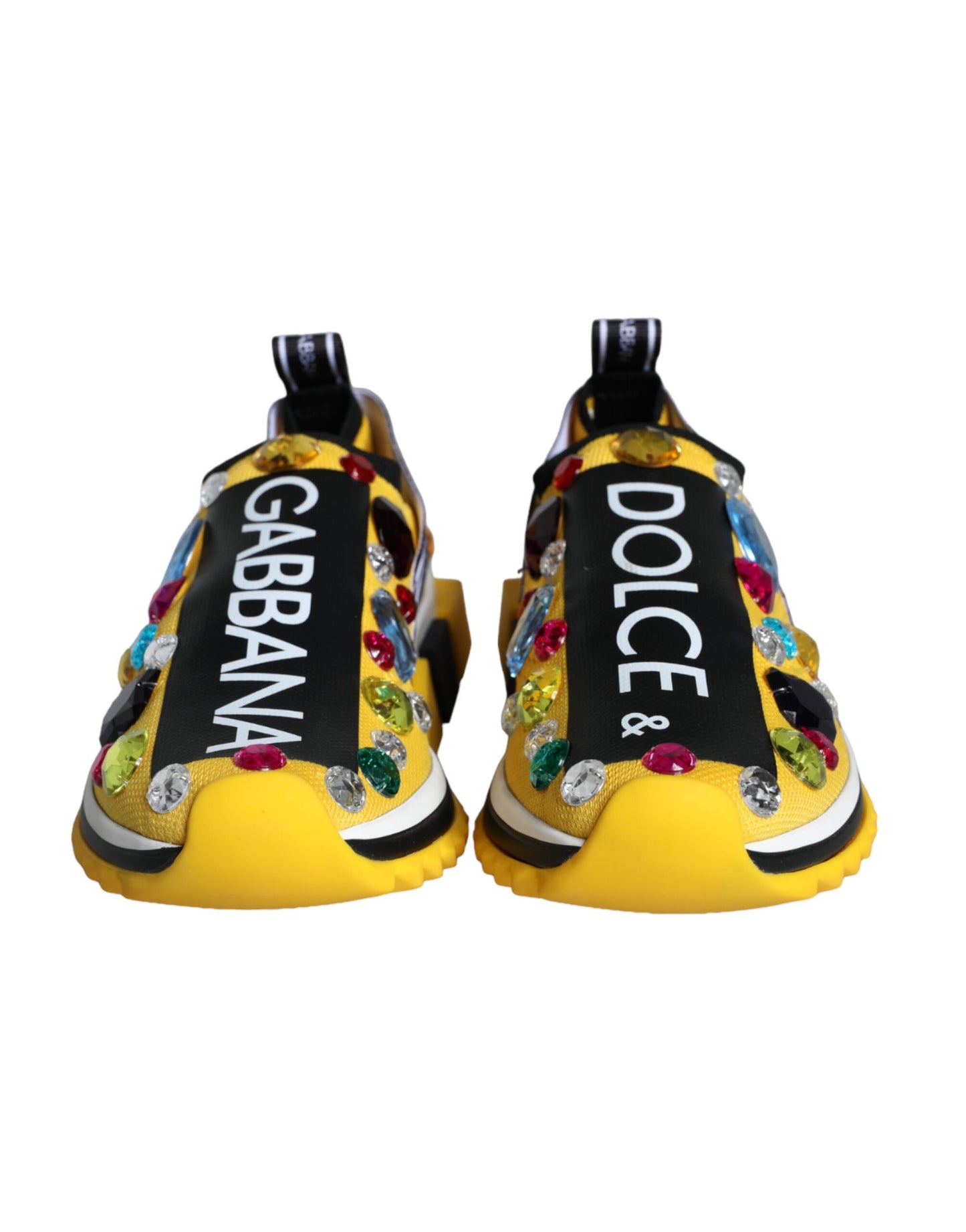 Dolce &amp; Gabbana Yellow Sorrento Crystals Sneakers Women Shoes