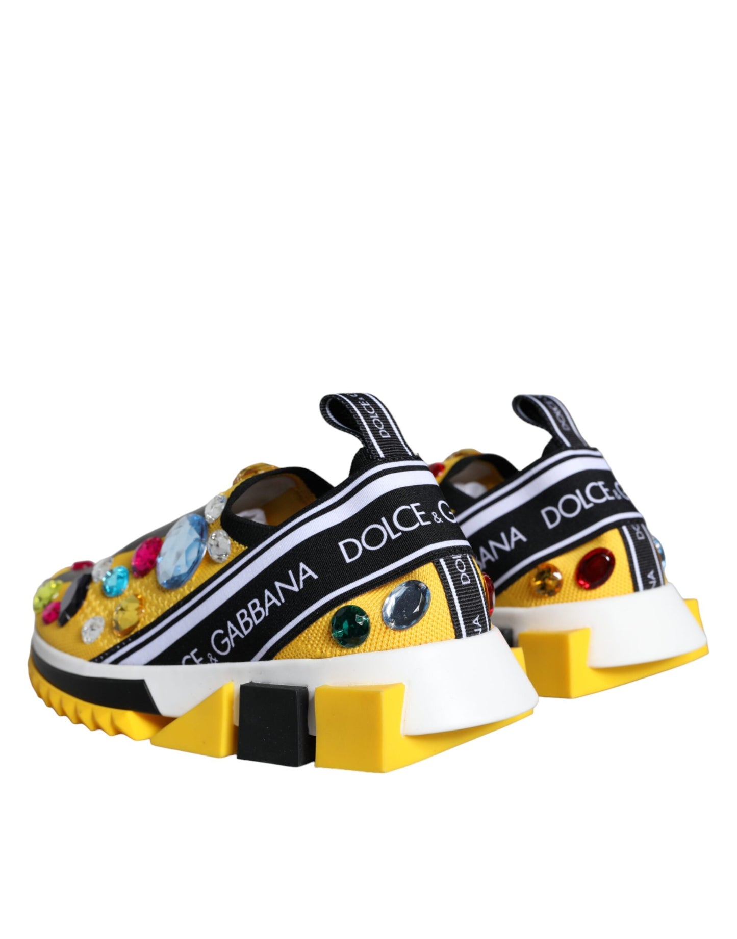 Dolce &amp; Gabbana Yellow Sorrento Crystals Sneakers Women Shoes