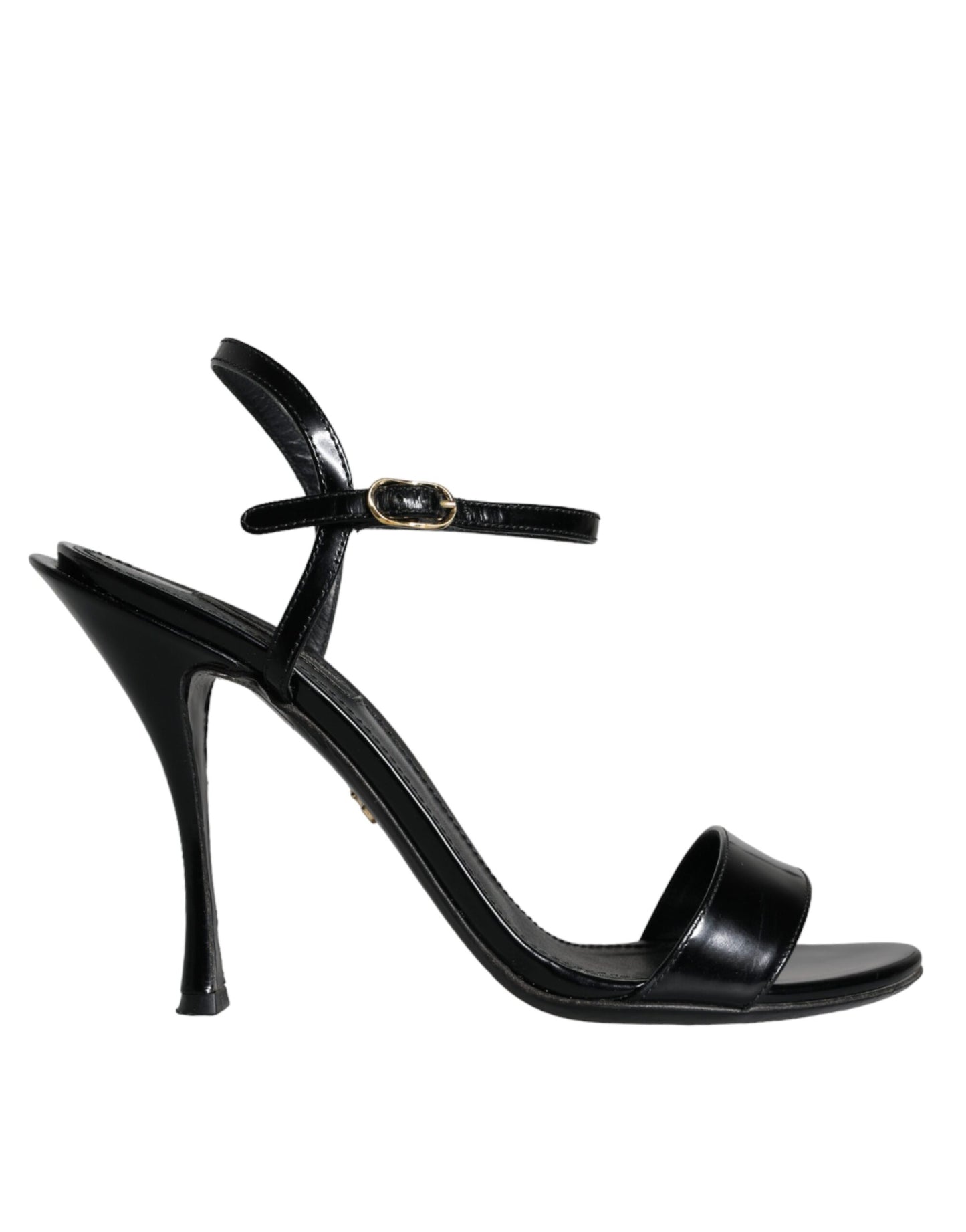 Dolce &amp; Gabbana Black KEIRA Leather Heels Sandals Shoes