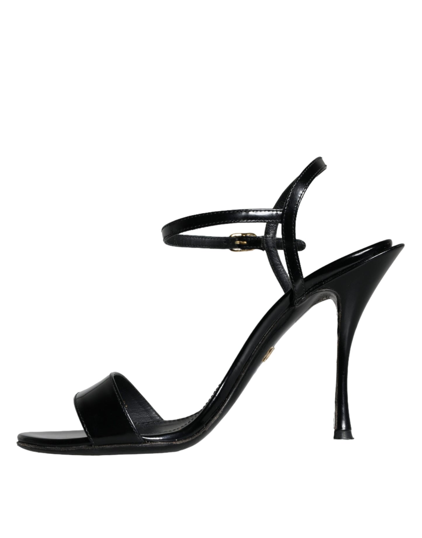 Dolce &amp; Gabbana Black KEIRA Leather Heels Sandals Shoes